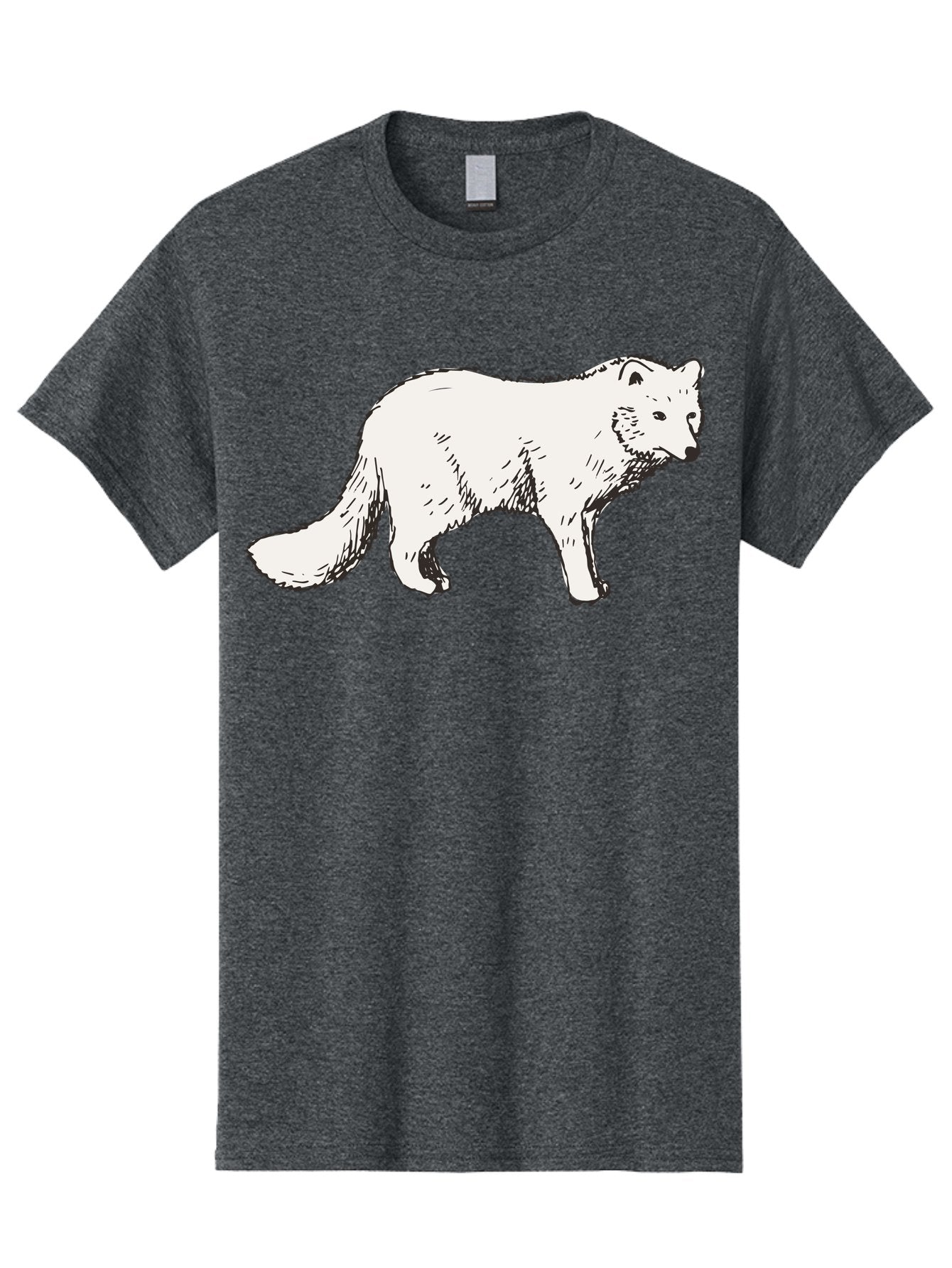 Arctic-Fox Men'S Graphic Tee, 100% Cotton, Comfortable Casual Summer Wear, Machine Washable, Arctic Fox, White Fur, Wild Animal, Wildlife Illustration, Cartoon Style, Simple Lines, Hand-Drawn, Furry Texture, Animal Portrait -  Aaa741 6