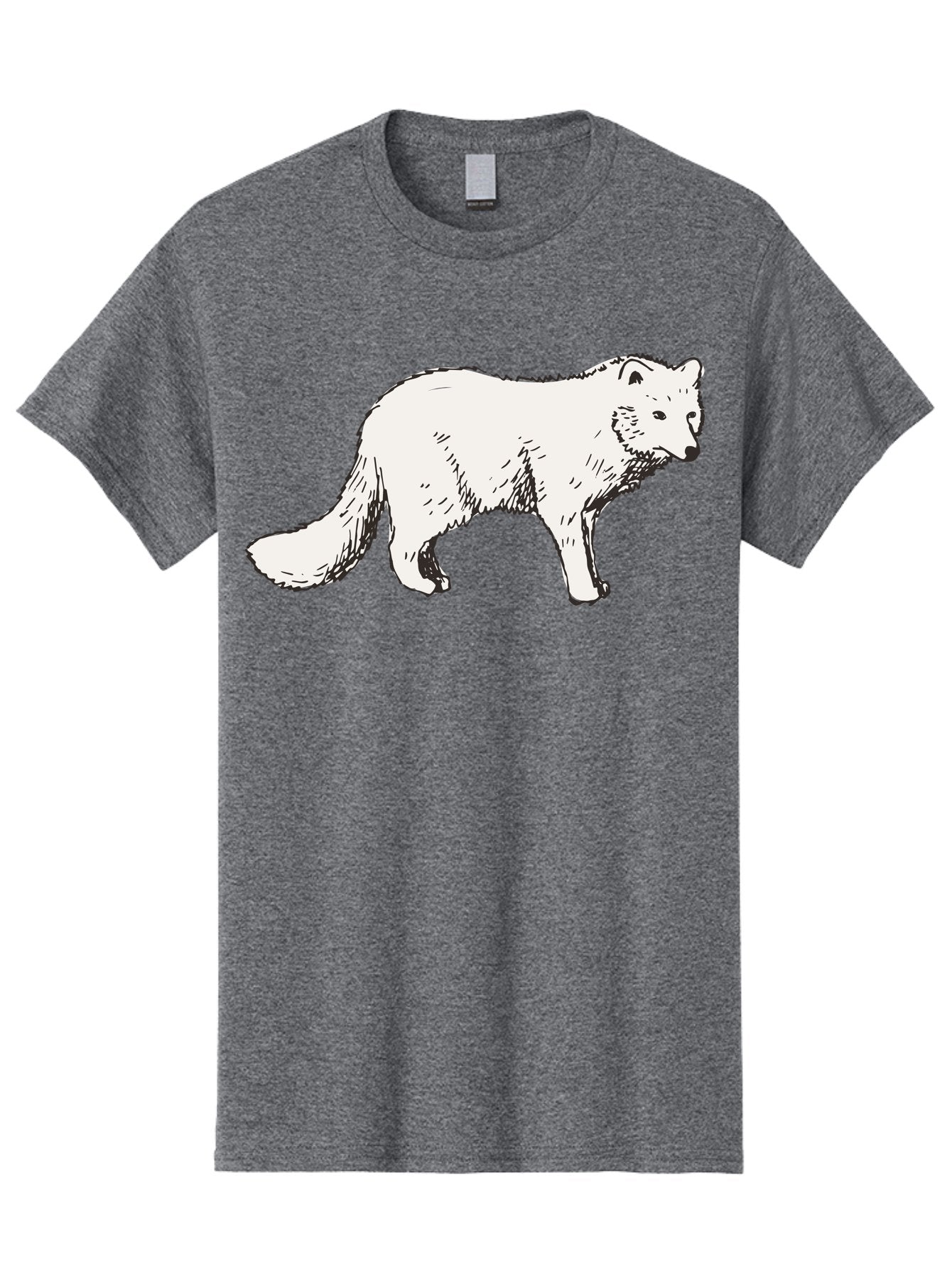Arctic-Fox Men'S Graphic Tee, 100% Cotton, Comfortable Casual Summer Wear, Machine Washable, Arctic Fox, White Fur, Wild Animal, Wildlife Illustration, Cartoon Style, Simple Lines, Hand-Drawn, Furry Texture, Animal Portrait -  Aaa741 3