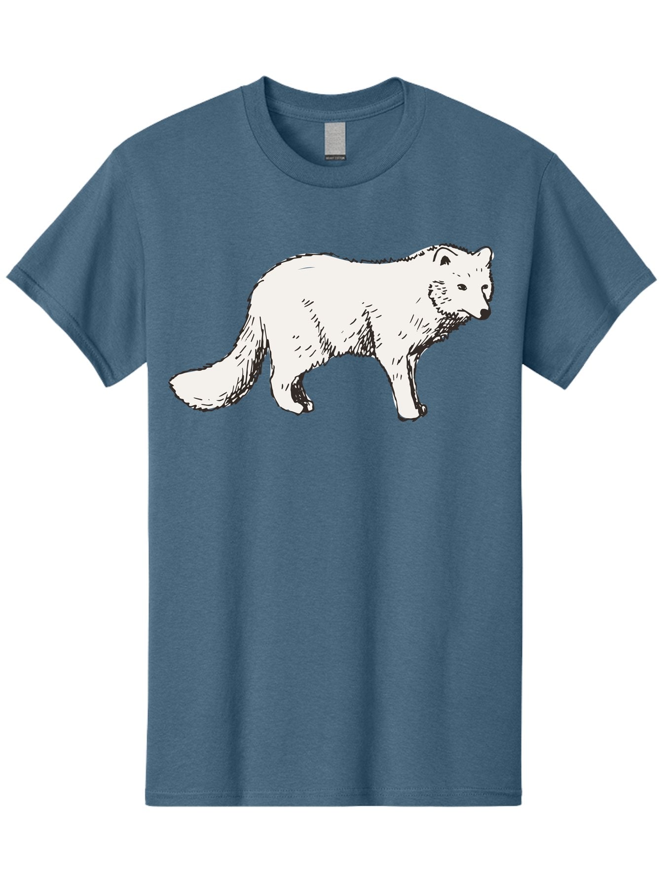 Arctic-Fox Men'S Graphic Tee, 100% Cotton, Comfortable Casual Summer Wear, Machine Washable, Arctic Fox, White Fur, Wild Animal, Wildlife Illustration, Cartoon Style, Simple Lines, Hand-Drawn, Furry Texture, Animal Portrait -  Aaa741 14