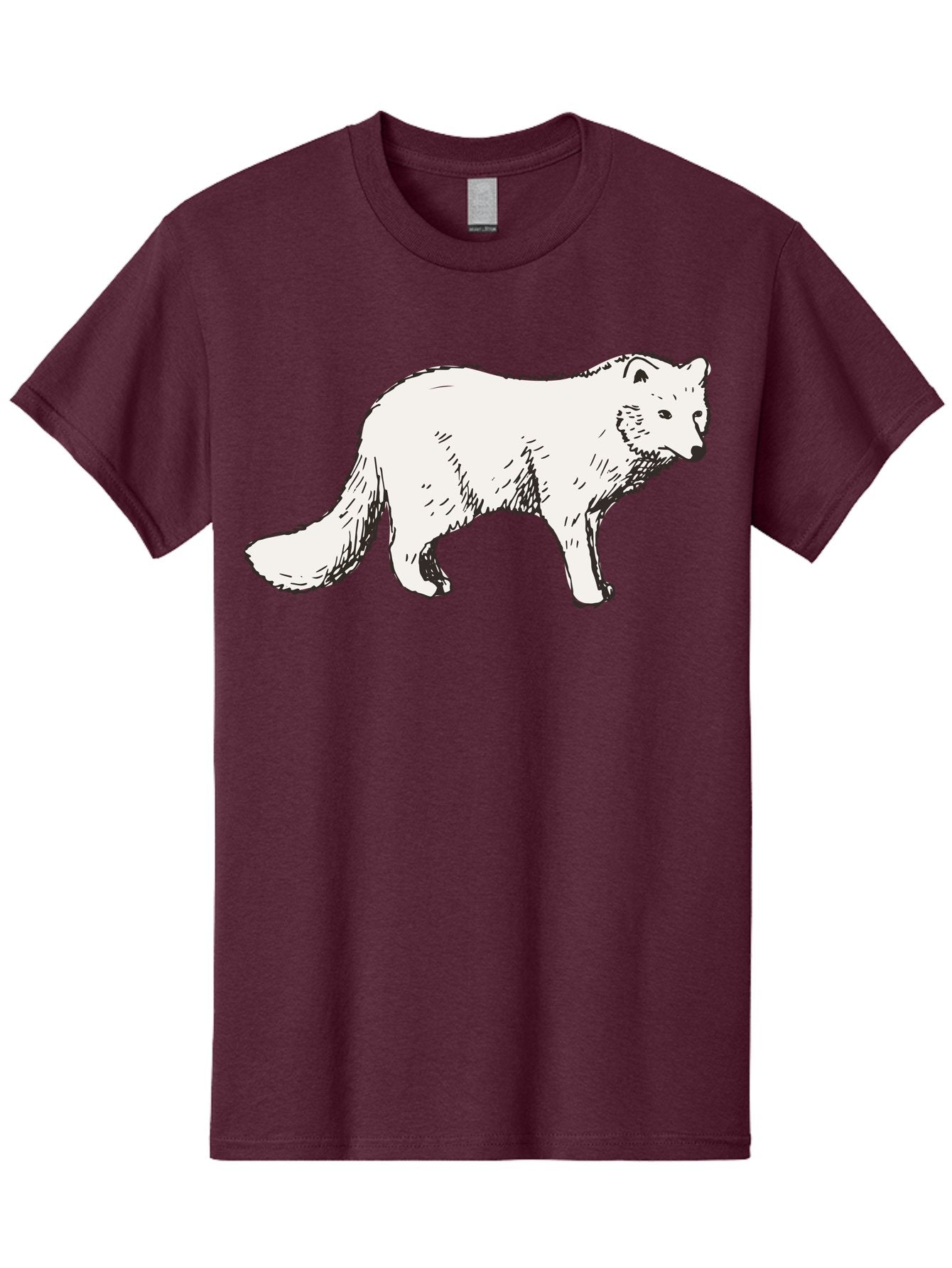 Arctic-Fox Men'S Graphic Tee, 100% Cotton, Comfortable Casual Summer Wear, Machine Washable, Arctic Fox, White Fur, Wild Animal, Wildlife Illustration, Cartoon Style, Simple Lines, Hand-Drawn, Furry Texture, Animal Portrait -  Aaa741 9