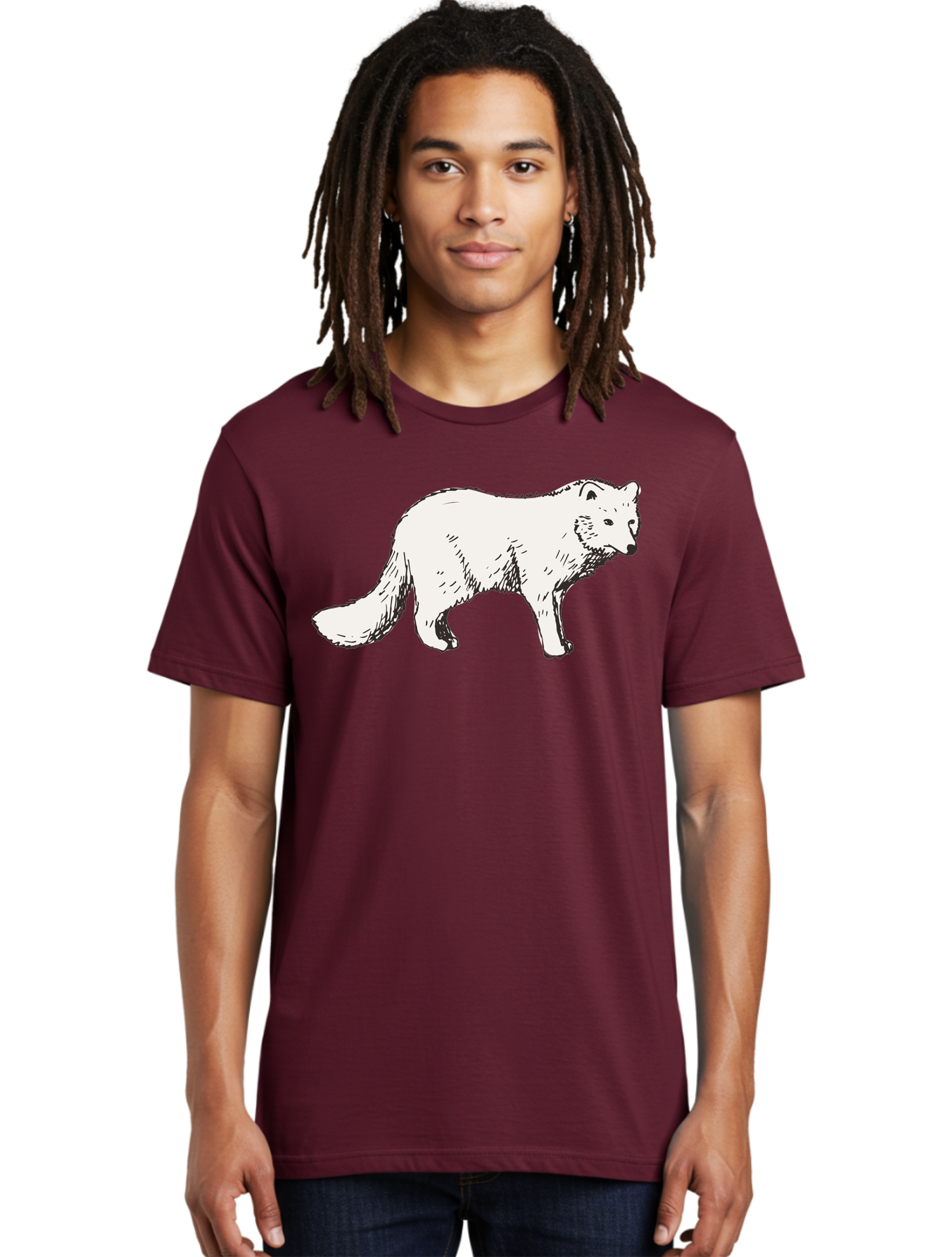 Arctic-Fox Men'S Graphic Tee, 100% Cotton, Comfortable Casual Summer Wear, Machine Washable, Arctic Fox, White Fur, Wild Animal, Wildlife Illustration, Cartoon Style, Simple Lines, Hand-Drawn, Furry Texture, Animal Portrait -  Aaa741 16