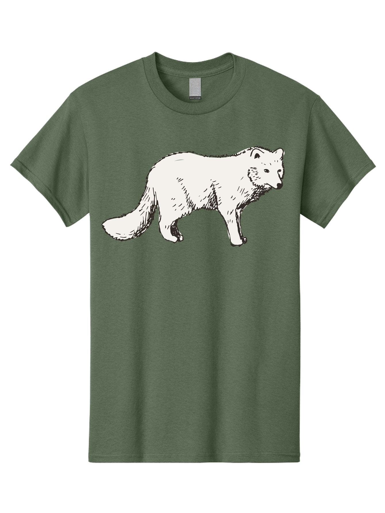 Arctic-Fox Men'S Graphic Tee, 100% Cotton, Comfortable Casual Summer Wear, Machine Washable, Arctic Fox, White Fur, Wild Animal, Wildlife Illustration, Cartoon Style, Simple Lines, Hand-Drawn, Furry Texture, Animal Portrait -  Aaa741 15
