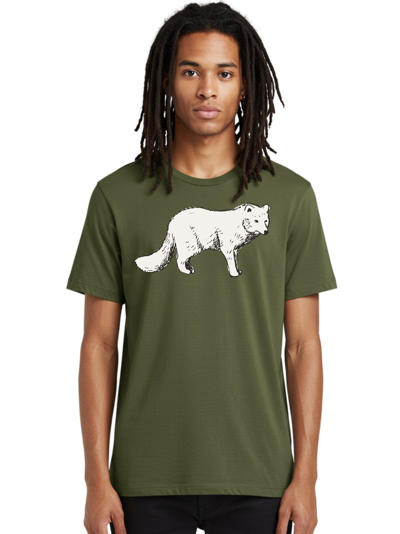 Arctic-Fox Men'S Graphic Tee, 100% Cotton, Comfortable Casual Summer Wear, Machine Washable, Arctic Fox, White Fur, Wild Animal, Wildlife Illustration, Cartoon Style, Simple Lines, Hand-Drawn, Furry Texture, Animal Portrait -  Aaa741 30
