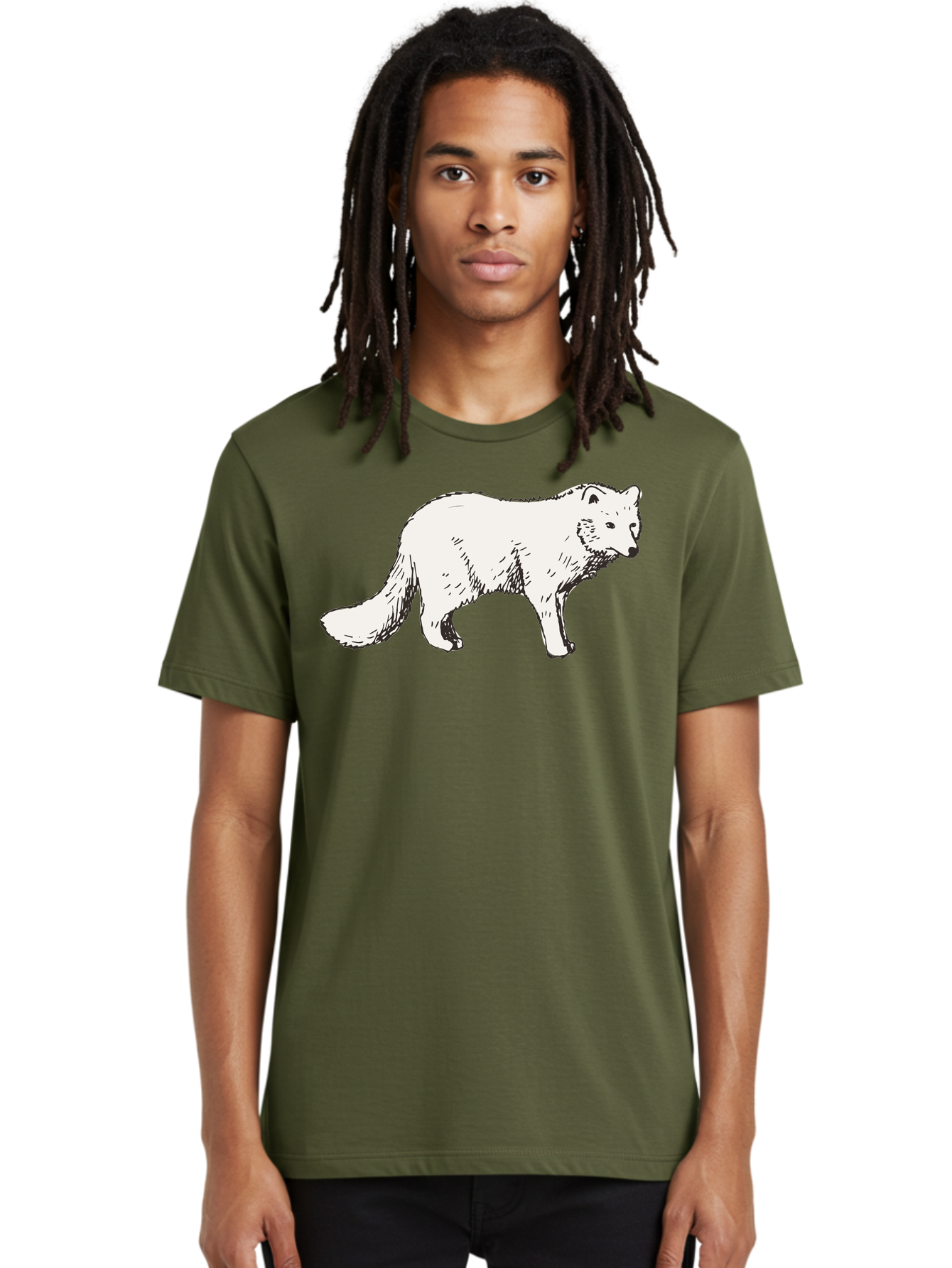 Arctic-Fox Men'S Graphic Tee, 100% Cotton, Comfortable Casual Summer Wear, Machine Washable, Arctic Fox, White Fur, Wild Animal, Wildlife Illustration, Cartoon Style, Simple Lines, Hand-Drawn, Furry Texture, Animal Portrait -  Aaa741 28