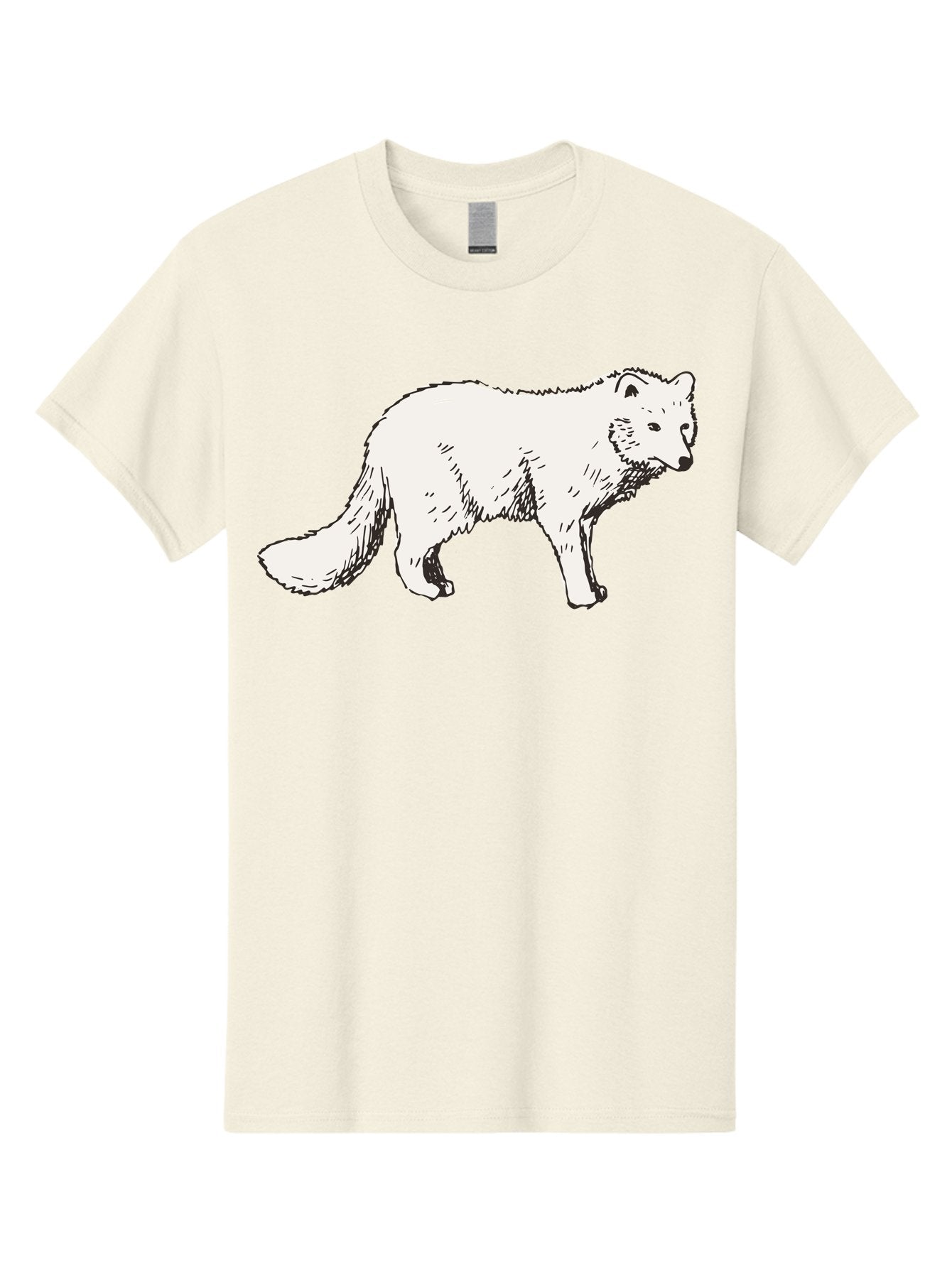 Arctic-Fox Men'S Graphic Tee, 100% Cotton, Comfortable Casual Summer Wear, Machine Washable, Arctic Fox, White Fur, Wild Animal, Wildlife Illustration, Cartoon Style, Simple Lines, Hand-Drawn, Furry Texture, Animal Portrait -  Aaa741 5