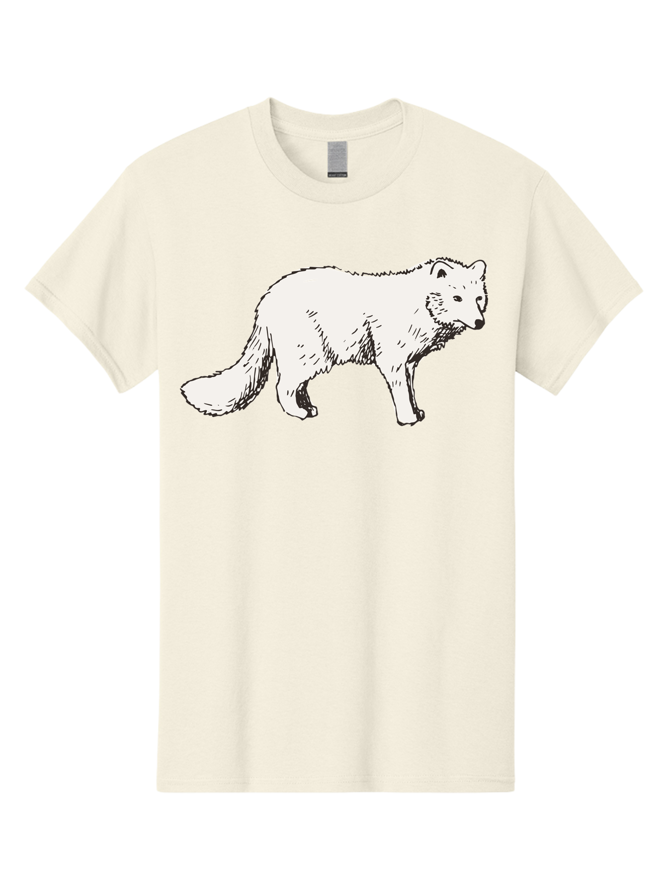 Arctic-Fox Men'S Graphic Tee, 100% Cotton, Comfortable Casual Summer Wear, Machine Washable, Arctic Fox, White Fur, Wild Animal, Wildlife Illustration, Cartoon Style, Simple Lines, Hand-Drawn, Furry Texture, Animal Portrait -  Aaa741 25