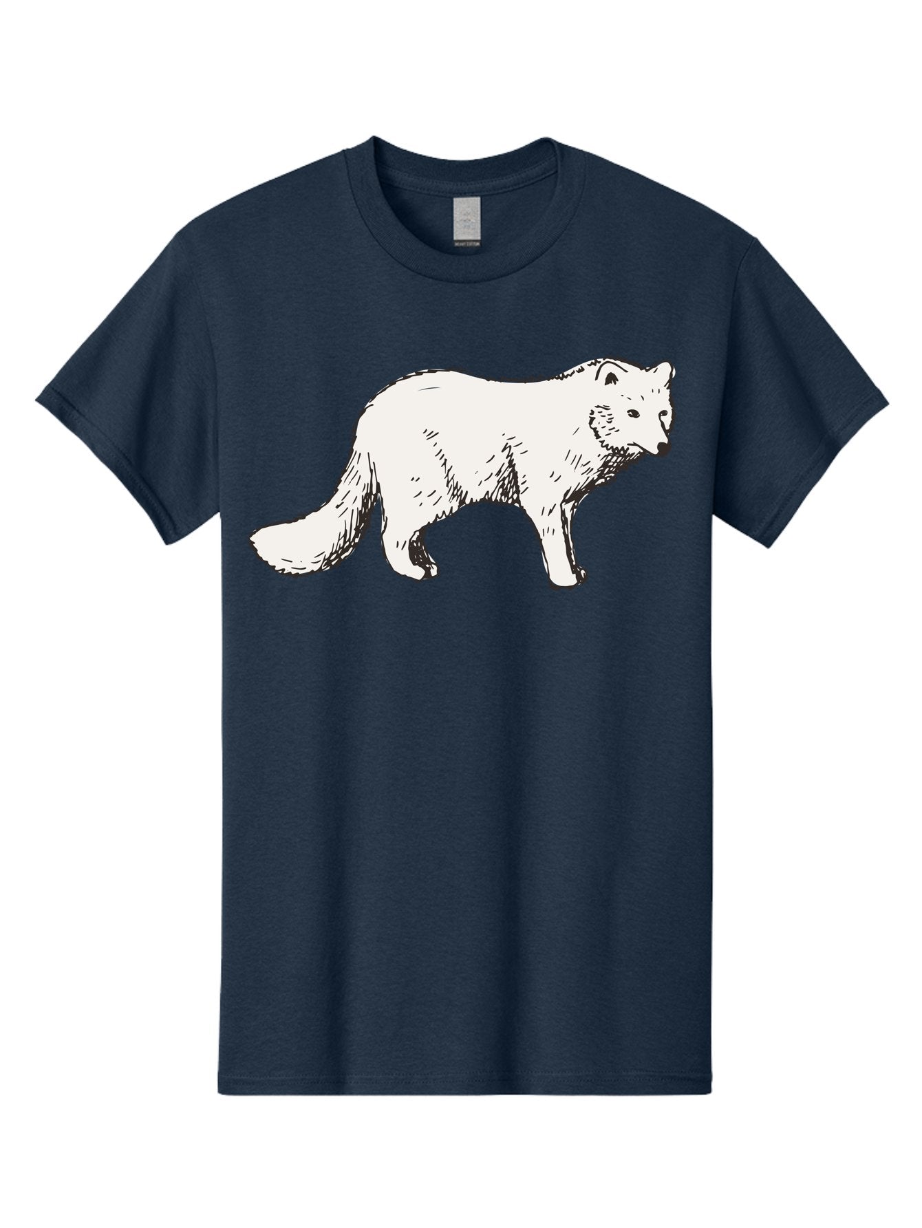 Arctic-Fox Men'S Graphic Tee, 100% Cotton, Comfortable Casual Summer Wear, Machine Washable, Arctic Fox, White Fur, Wild Animal, Wildlife Illustration, Cartoon Style, Simple Lines, Hand-Drawn, Furry Texture, Animal Portrait -  Aaa741 12