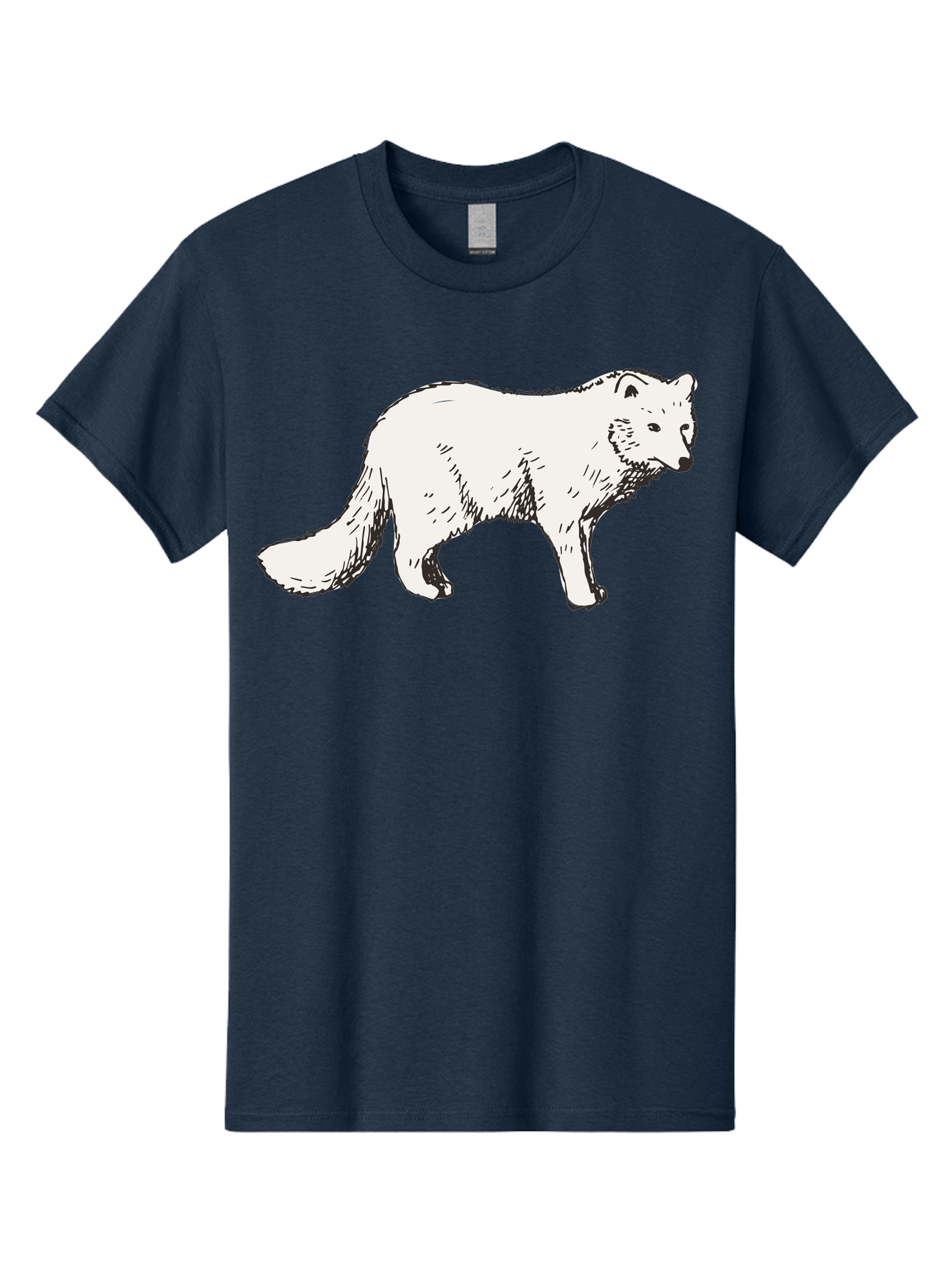 Arctic-Fox Men'S Graphic Tee, 100% Cotton, Comfortable Casual Summer Wear, Machine Washable, Arctic Fox, White Fur, Wild Animal, Wildlife Illustration, Cartoon Style, Simple Lines, Hand-Drawn, Furry Texture, Animal Portrait -  Aaa741