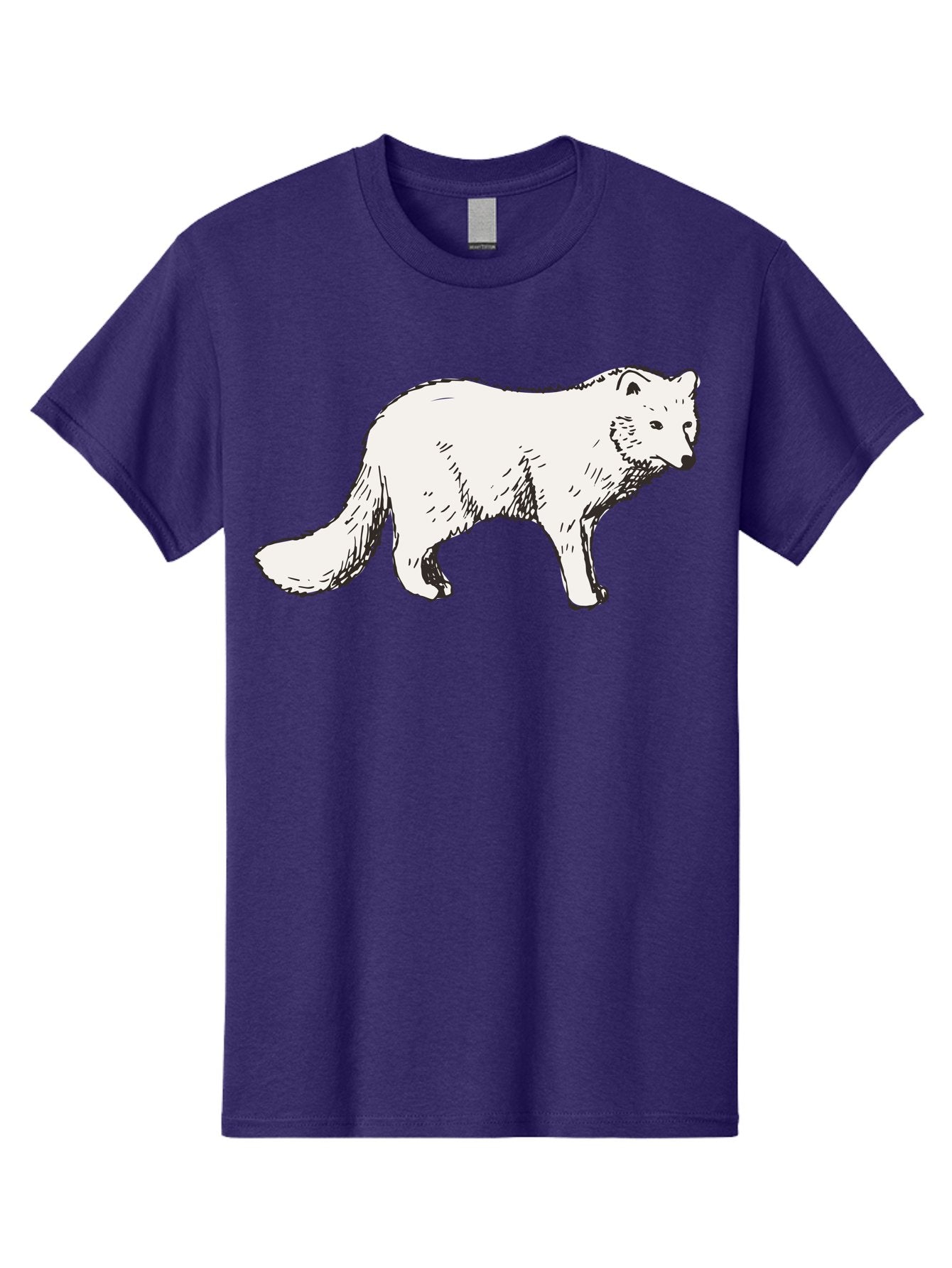 Arctic-Fox Men'S Graphic Tee, 100% Cotton, Comfortable Casual Summer Wear, Machine Washable, Arctic Fox, White Fur, Wild Animal, Wildlife Illustration, Cartoon Style, Simple Lines, Hand-Drawn, Furry Texture, Animal Portrait -  Aaa741 4