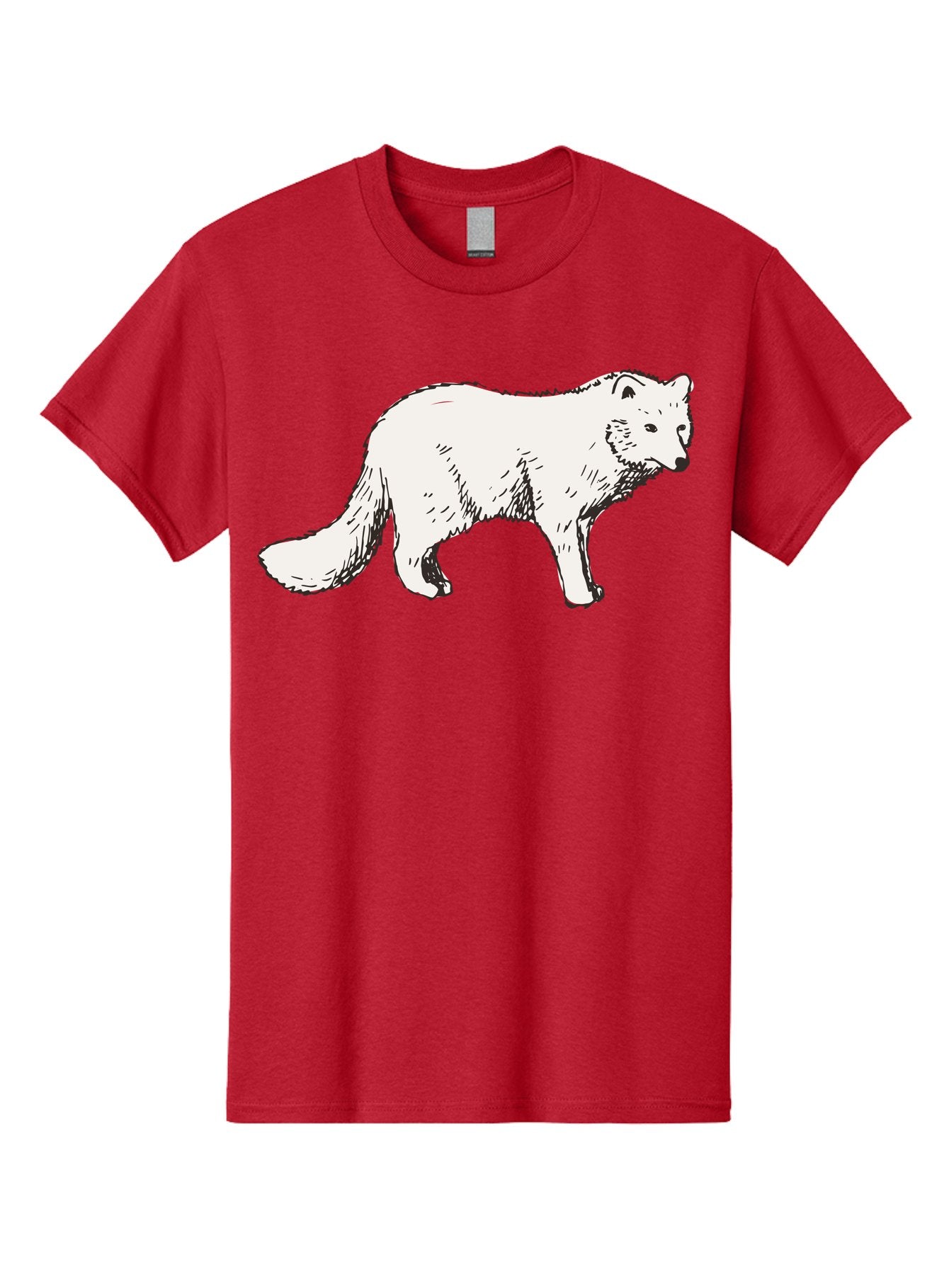 Arctic-Fox Men'S Graphic Tee, 100% Cotton, Comfortable Casual Summer Wear, Machine Washable, Arctic Fox, White Fur, Wild Animal, Wildlife Illustration, Cartoon Style, Simple Lines, Hand-Drawn, Furry Texture, Animal Portrait -  Aaa741 11