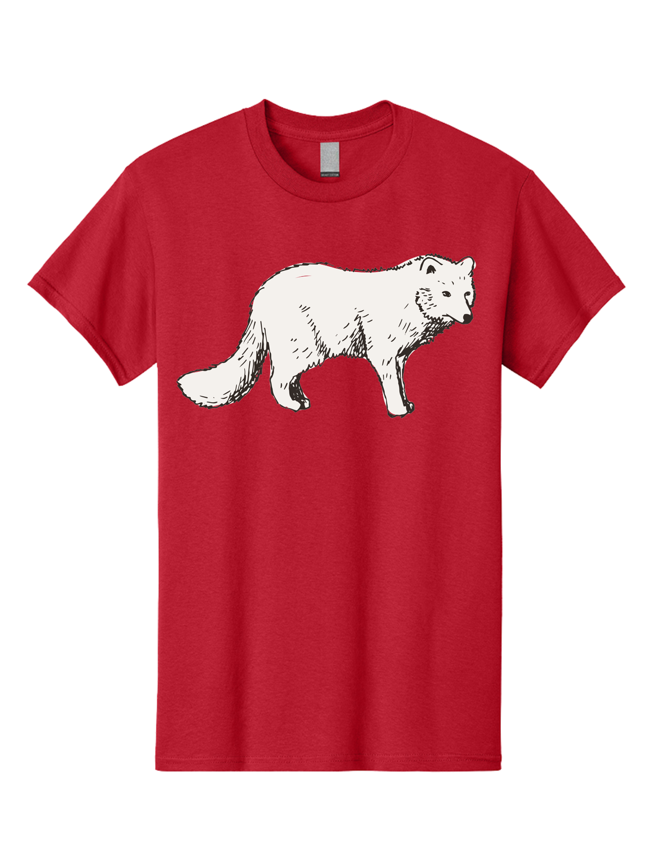 Arctic-Fox Men'S Graphic Tee, 100% Cotton, Comfortable Casual Summer Wear, Machine Washable, Arctic Fox, White Fur, Wild Animal, Wildlife Illustration, Cartoon Style, Simple Lines, Hand-Drawn, Furry Texture, Animal Portrait -  Aaa741 3