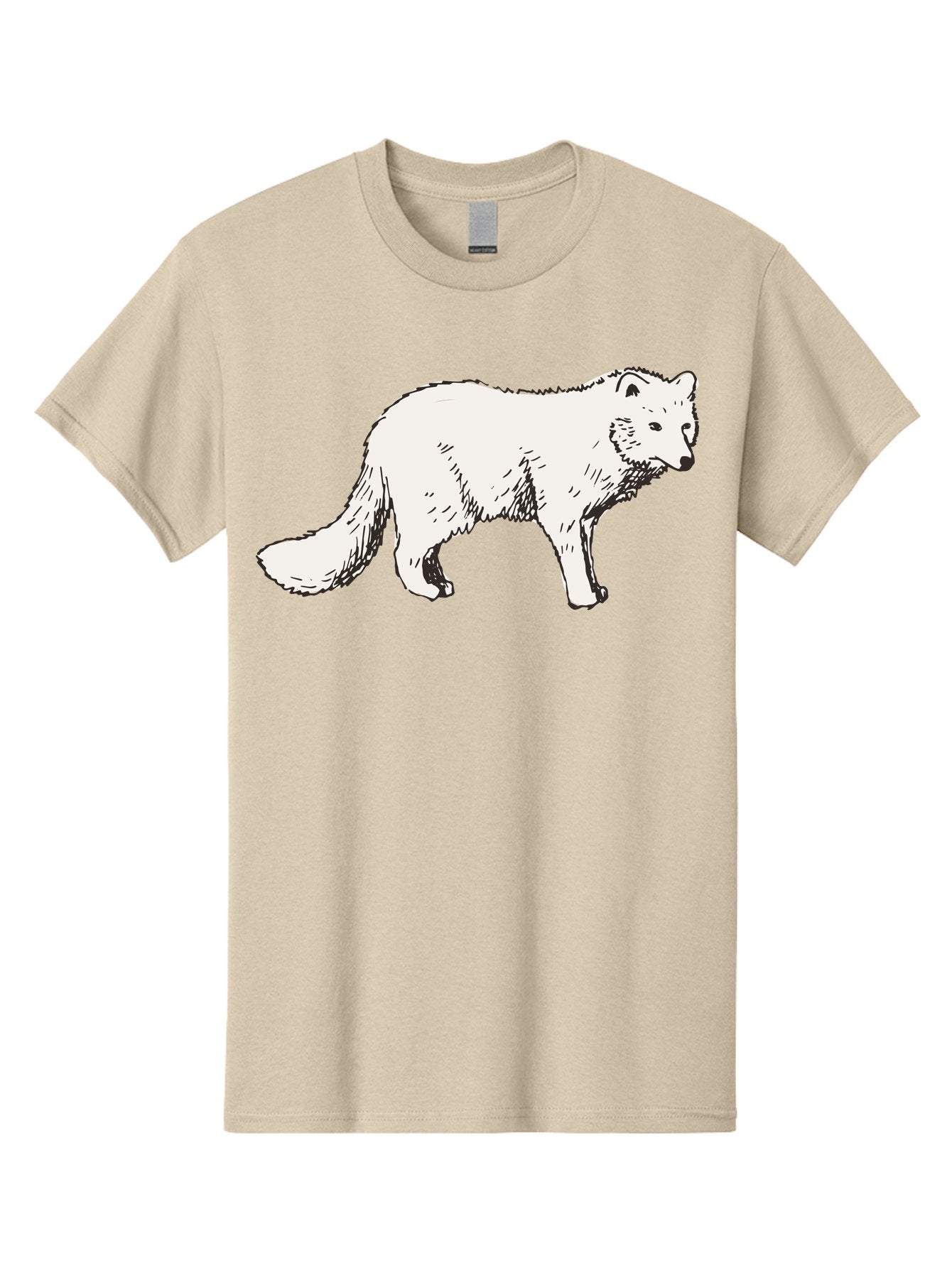 Arctic-Fox Men'S Graphic Tee, 100% Cotton, Comfortable Casual Summer Wear, Machine Washable, Arctic Fox, White Fur, Wild Animal, Wildlife Illustration, Cartoon Style, Simple Lines, Hand-Drawn, Furry Texture, Animal Portrait -  Aaa741 8