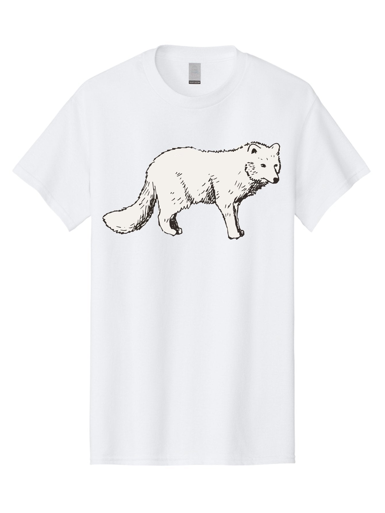 Arctic-Fox Men'S Graphic Tee, 100% Cotton, Comfortable Casual Summer Wear, Machine Washable, Arctic Fox, White Fur, Wild Animal, Wildlife Illustration, Cartoon Style, Simple Lines, Hand-Drawn, Furry Texture, Animal Portrait -  Aaa741 13