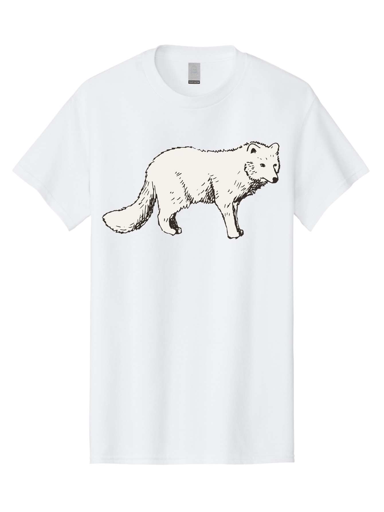 Arctic-Fox Men'S Graphic Tee, 100% Cotton, Comfortable Casual Summer Wear, Machine Washable, Arctic Fox, White Fur, Wild Animal, Wildlife Illustration, Cartoon Style, Simple Lines, Hand-Drawn, Furry Texture, Animal Portrait -  Aaa741 5