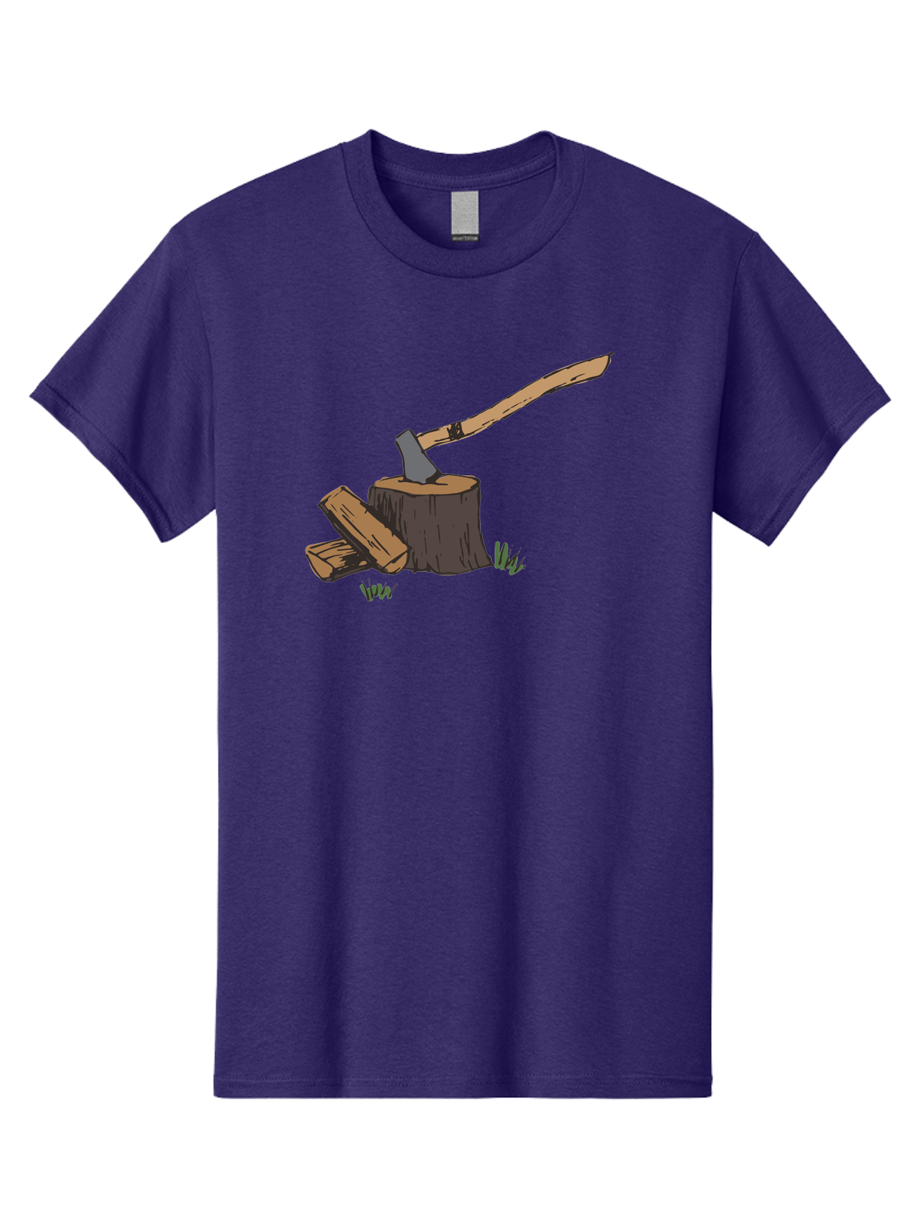 Axe-In-Stump Men'S Graphic Tee, 100% Cotton, Comfortable Casual Summer Wear, Machine Washable, Axe Stuck In Tree Stump, Chopped Wood, Outdoor Activity, Lumberjack Work, Forest Scenery, Wooden Handle, Grassy Surroundings -  Aaa750 27