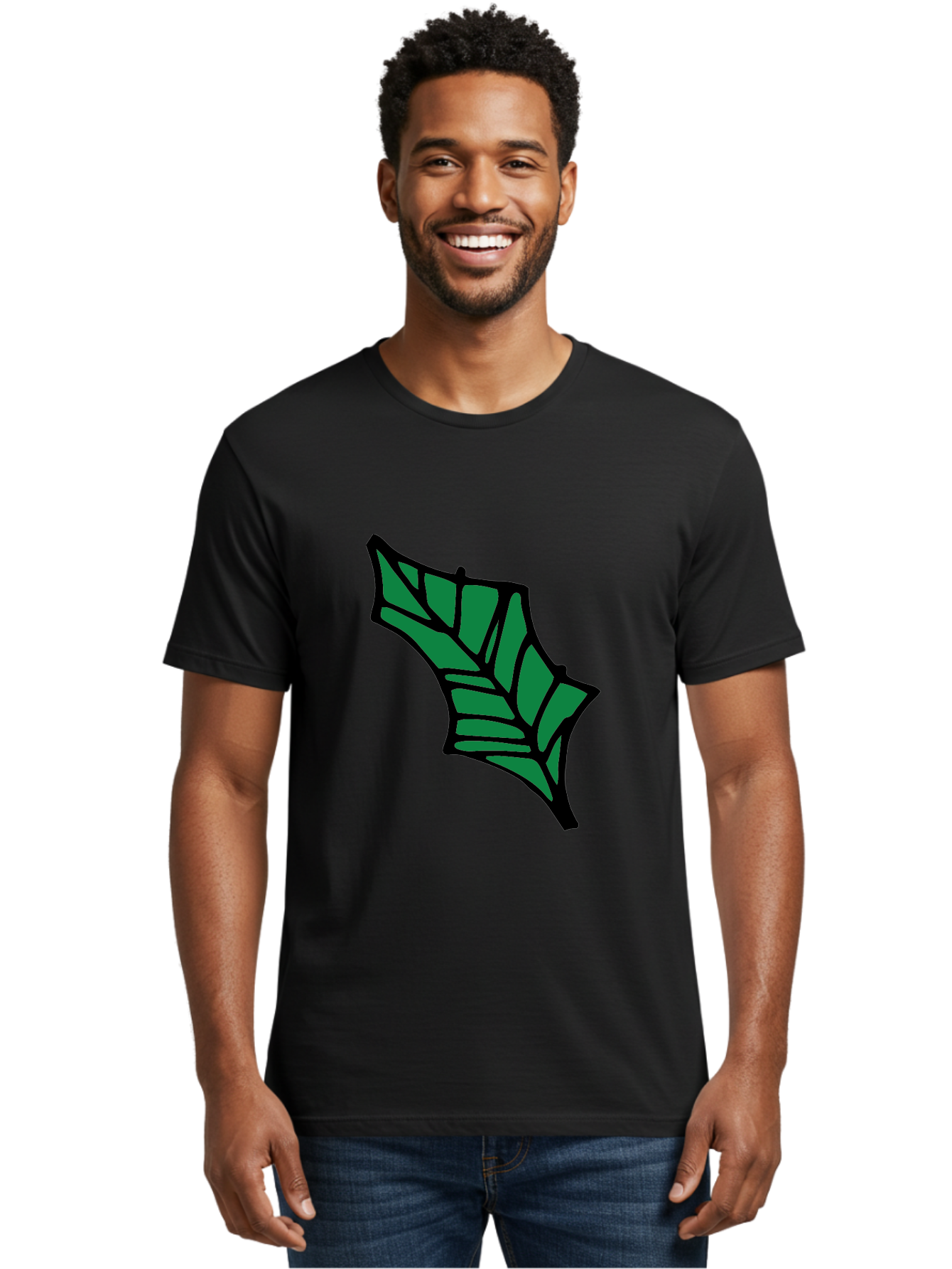 Bat-Wing-1 Men'S Graphic Tee, 100% Cotton, Comfortable Casual Summer Wear, Machine Washable, Bat, Black Outline, Green Fill, Abstract Shapes, Wing Pattern, Wildlife Art, Simple Design, Cartoon Style -  Aaa751 6