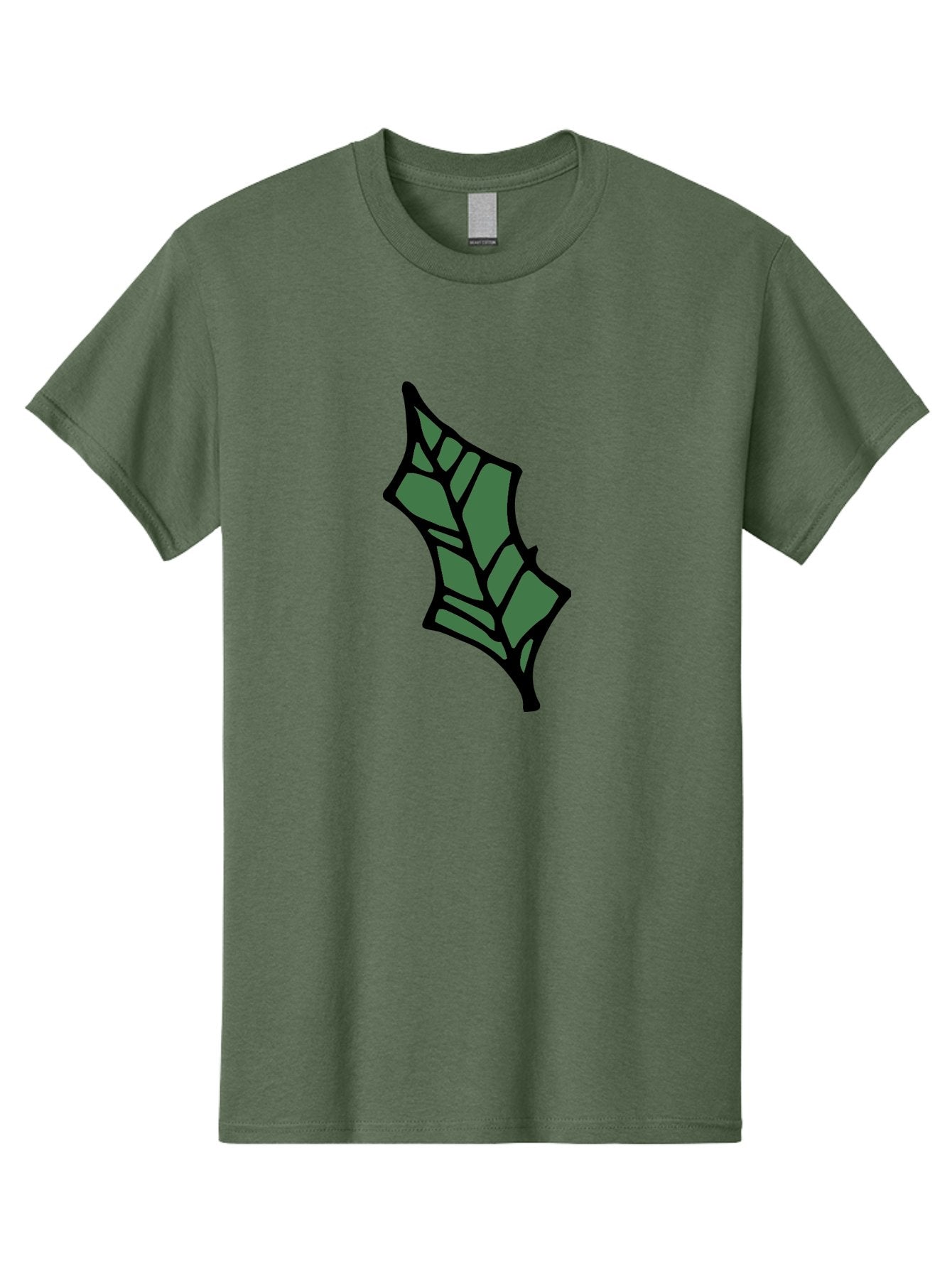 Bat-Wing Men'S Graphic Tee, 100% Cotton, Comfortable Casual Summer Wear, Machine Washable, Cartoon Bat, Simple Design, Dark Green, Black Outline, Geometric Shapes, Cartoon Style, Simple Illustration, Bat Symbol, Graphic Element -  Aaa752