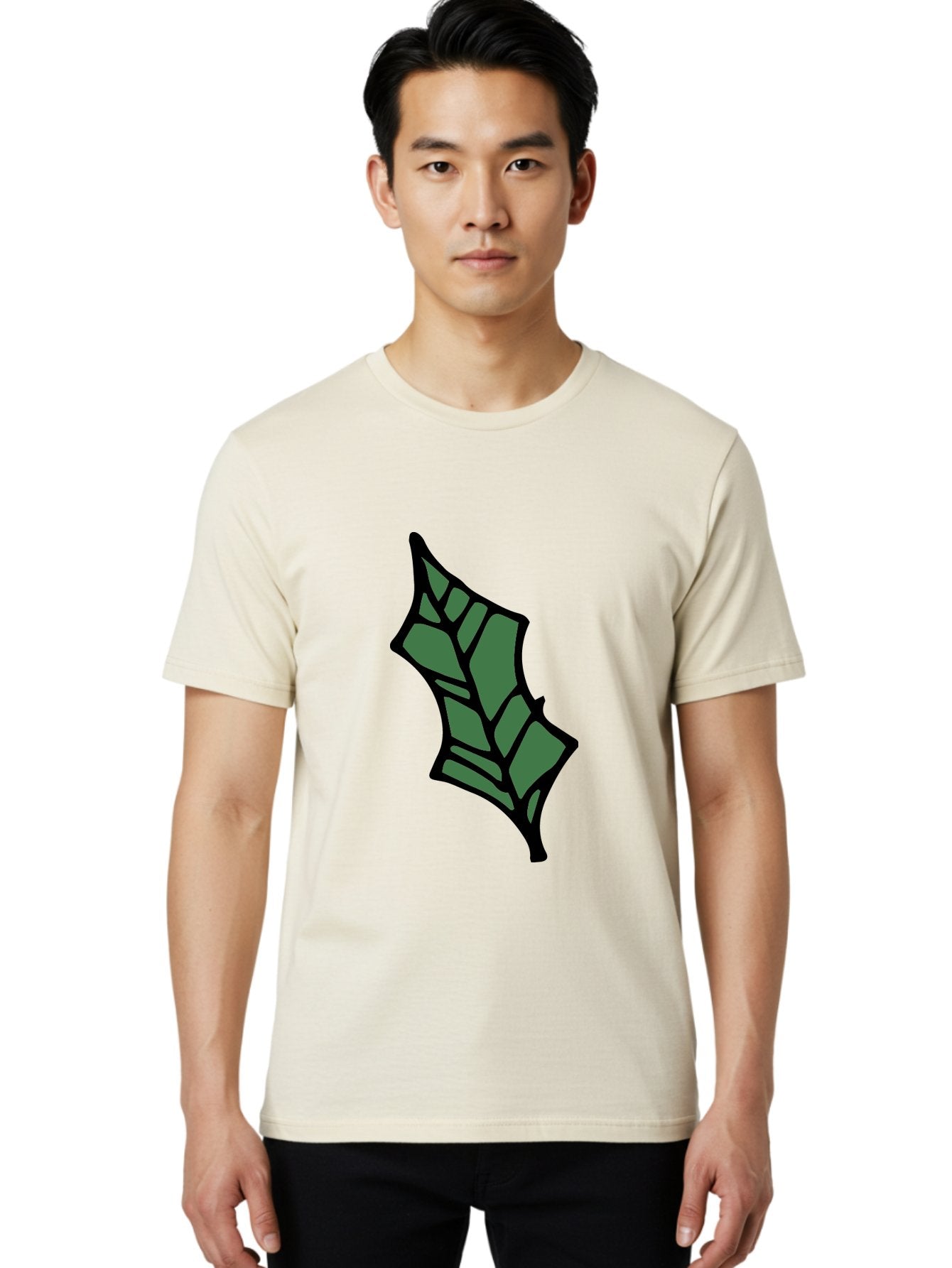 Bat-Wing Men'S Graphic Tee, 100% Cotton, Comfortable Casual Summer Wear, Machine Washable, Cartoon Bat, Simple Design, Dark Green, Black Outline, Geometric Shapes, Cartoon Style, Simple Illustration, Bat Symbol, Graphic Element -  Aaa752 25