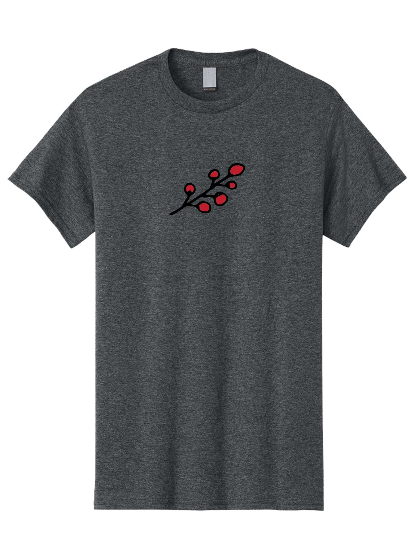 Berries-1 Men'S Graphic Tee, 100% Cotton, Comfortable Casual Summer Wear, Machine Washable, Black Stem, Red Bulbs, Abstract Design, Simple Graphics, Minimalist Art, Bold Colors, Modern Illustration -  Aaa753 11