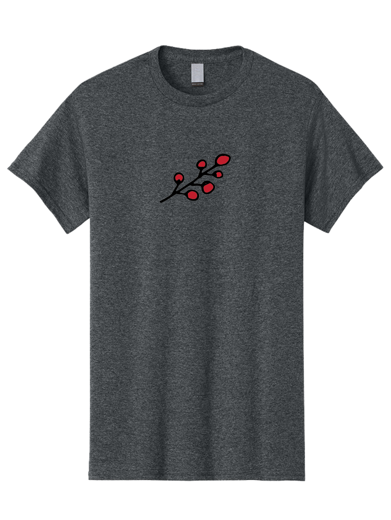 Berries-1 Men'S Graphic Tee, 100% Cotton, Comfortable Casual Summer Wear, Machine Washable, Black Stem, Red Bulbs, Abstract Design, Simple Graphics, Minimalist Art, Bold Colors, Modern Illustration -  Aaa753 7