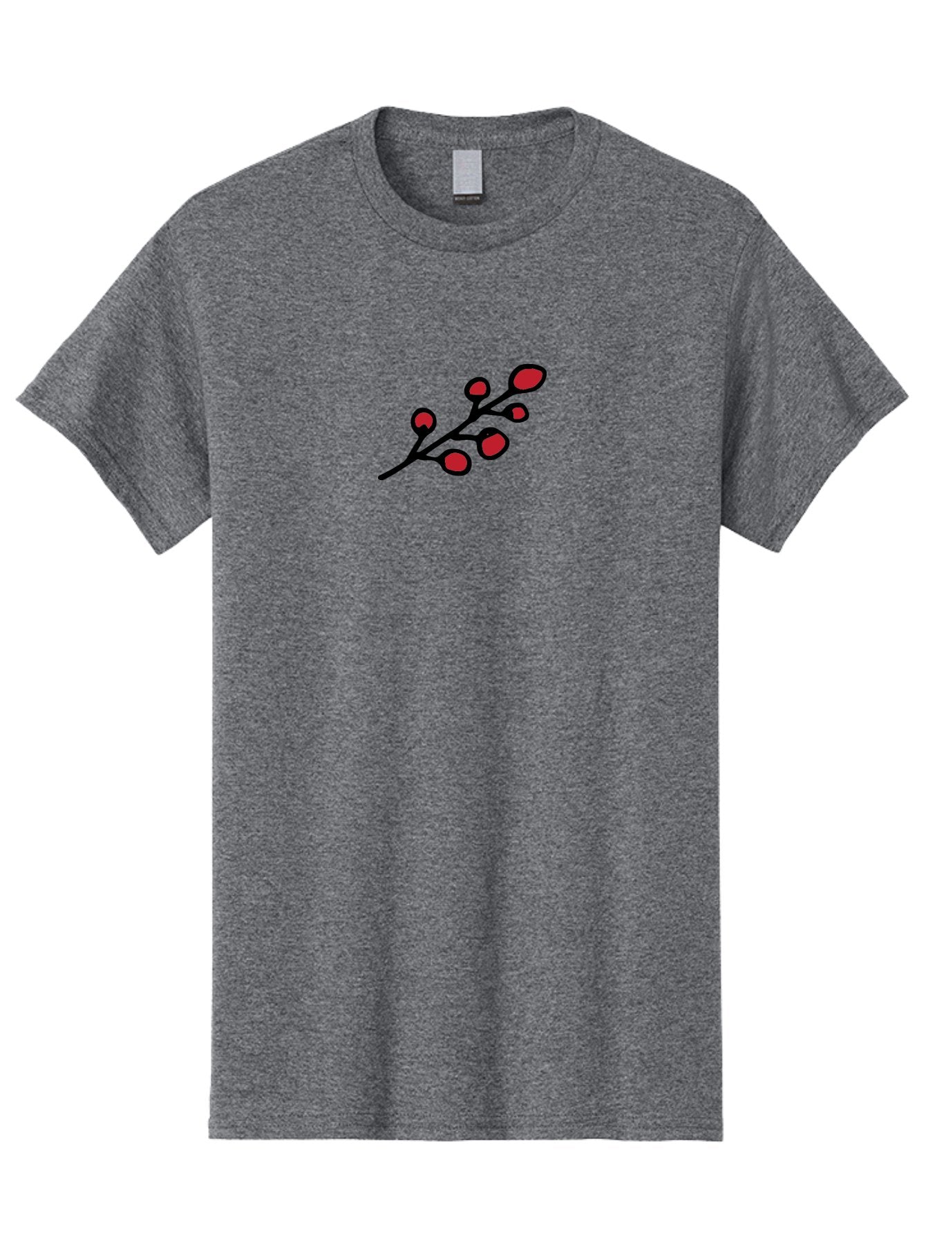 Berries-1 Men'S Graphic Tee, 100% Cotton, Comfortable Casual Summer Wear, Machine Washable, Black Stem, Red Bulbs, Abstract Design, Simple Graphics, Minimalist Art, Bold Colors, Modern Illustration -  Aaa753 9