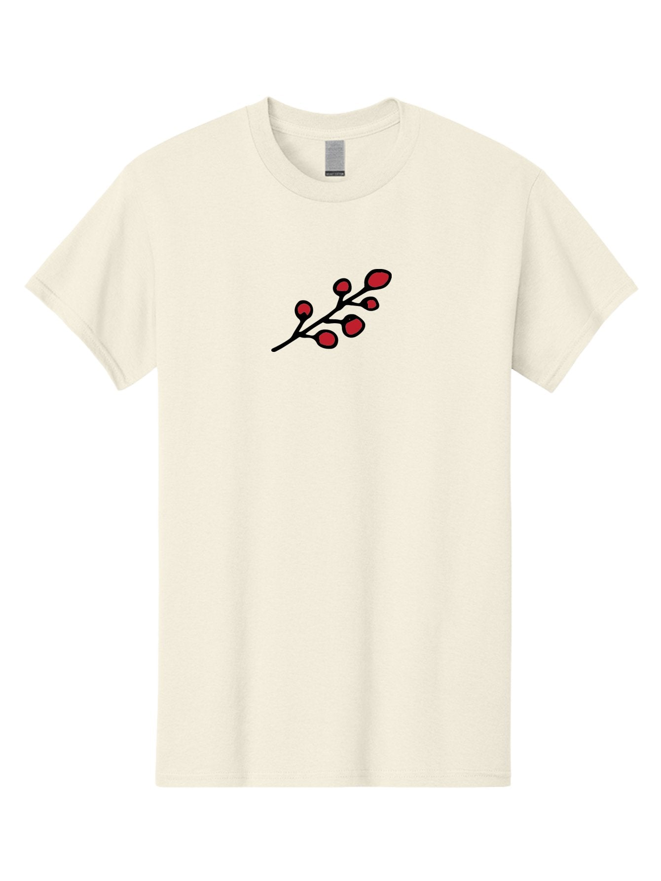 Berries-1 Men'S Graphic Tee, 100% Cotton, Comfortable Casual Summer Wear, Machine Washable, Black Stem, Red Bulbs, Abstract Design, Simple Graphics, Minimalist Art, Bold Colors, Modern Illustration -  Aaa753 10