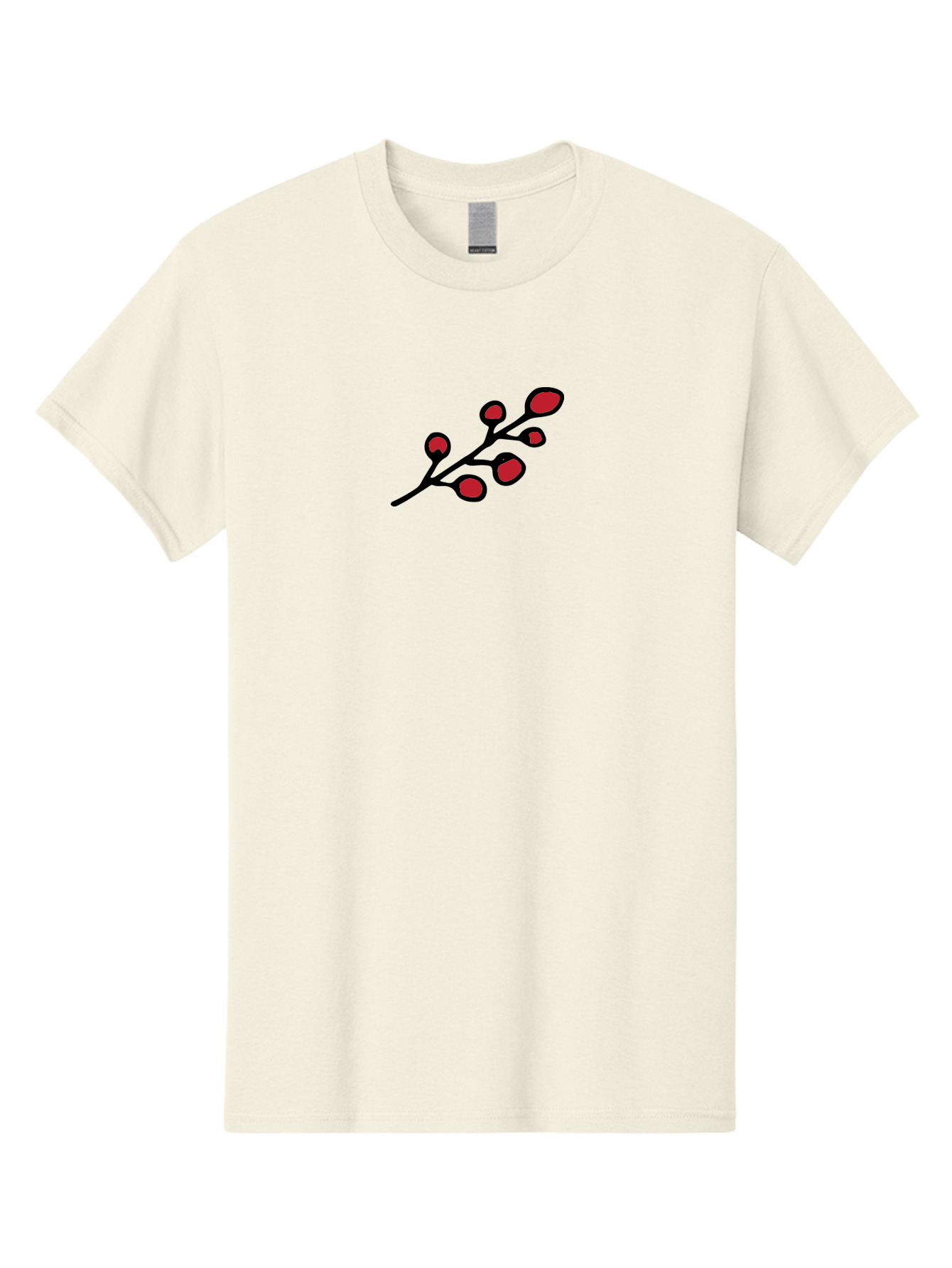 Berries-1 Men'S Graphic Tee, 100% Cotton, Comfortable Casual Summer Wear, Machine Washable, Black Stem, Red Bulbs, Abstract Design, Simple Graphics, Minimalist Art, Bold Colors, Modern Illustration -  Aaa753 17