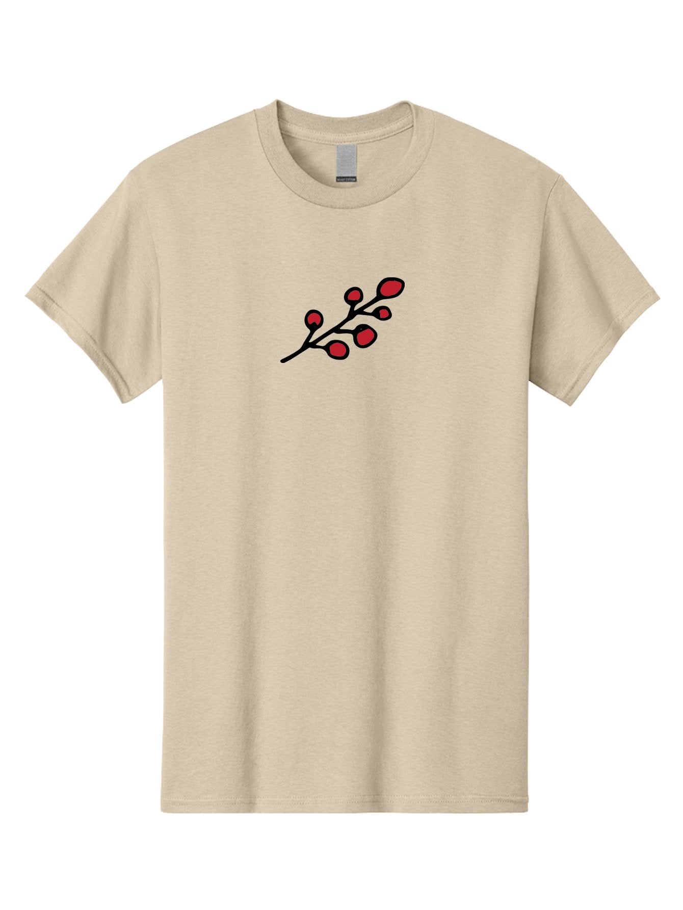 Berries-1 Men'S Graphic Tee, 100% Cotton, Comfortable Casual Summer Wear, Machine Washable, Black Stem, Red Bulbs, Abstract Design, Simple Graphics, Minimalist Art, Bold Colors, Modern Illustration -  Aaa753 13