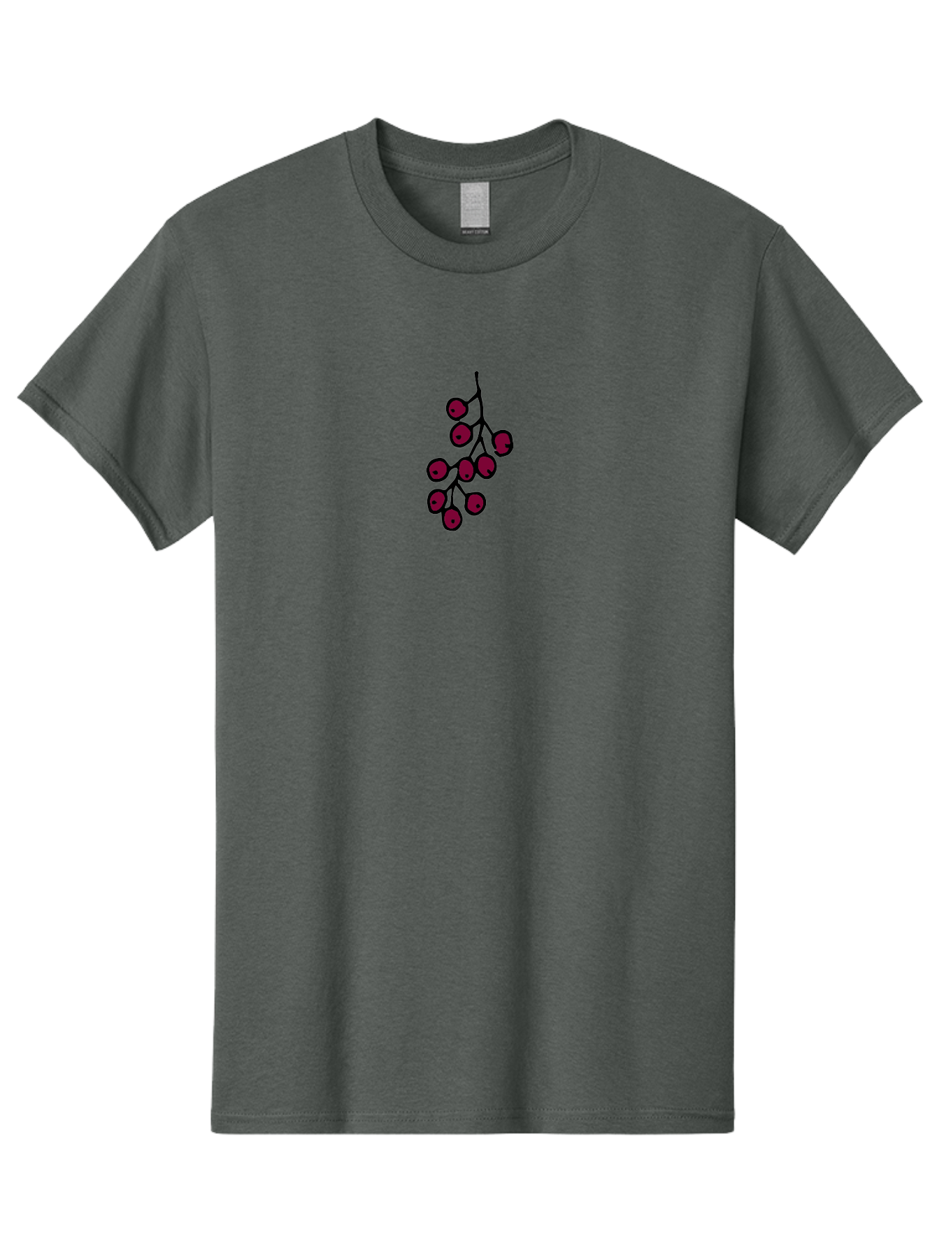 Berries Men'S Graphic Tee, 100% Cotton, Comfortable Casual Summer Wear, Machine Washable, Cluster Of Red Berries, Dark Red Color, Simple Design, Minimalist Illustration, Fruit Branch, Autumn Theme -  Aaa754 3
