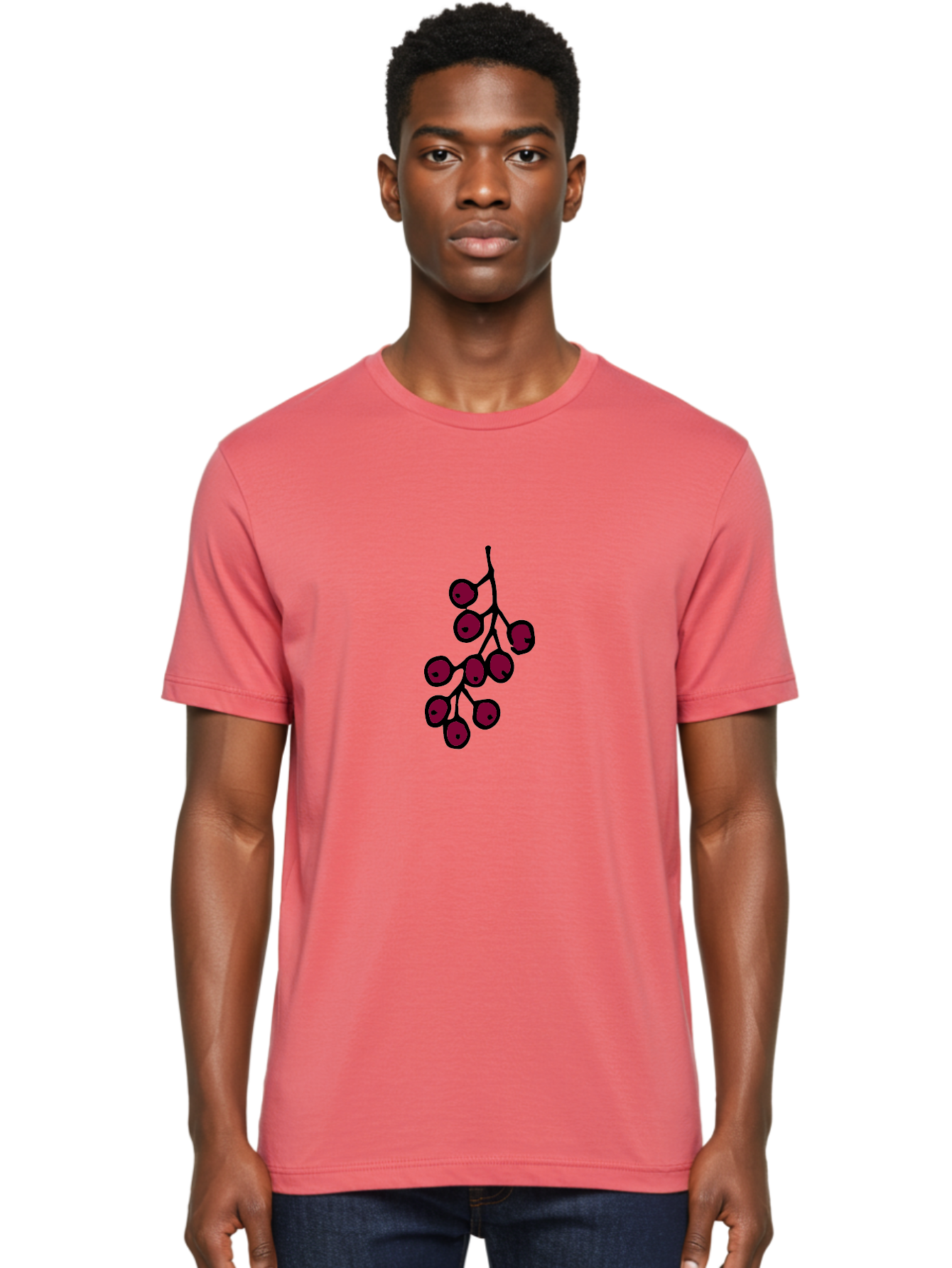 Berries Men'S Graphic Tee, 100% Cotton, Comfortable Casual Summer Wear, Machine Washable, Cluster Of Red Berries, Dark Red Color, Simple Design, Minimalist Illustration, Fruit Branch, Autumn Theme -  Aaa754 6