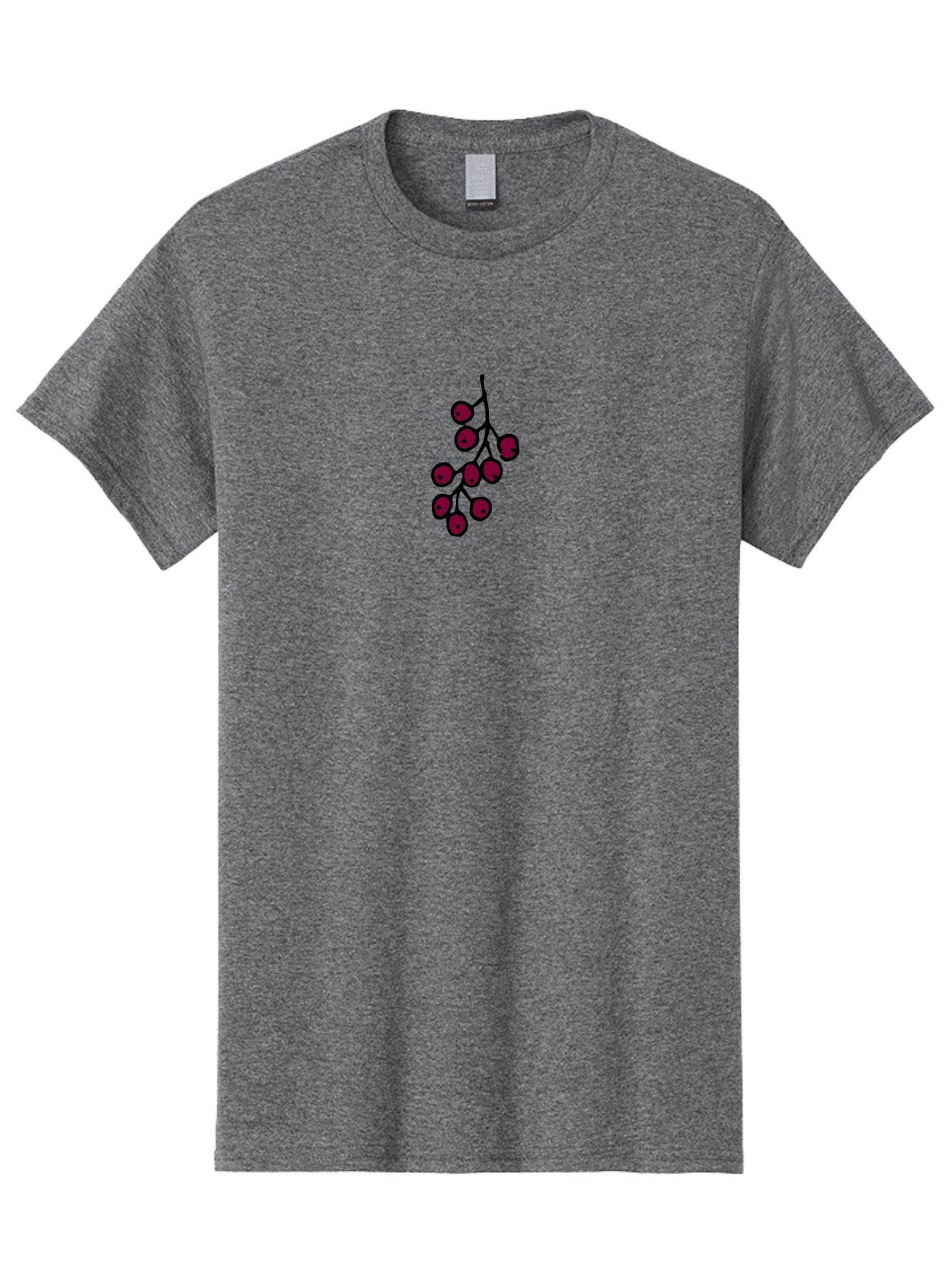 Berries Men'S Graphic Tee, 100% Cotton, Comfortable Casual Summer Wear, Machine Washable, Cluster Of Red Berries, Dark Red Color, Simple Design, Minimalist Illustration, Fruit Branch, Autumn Theme -  Aaa754 10