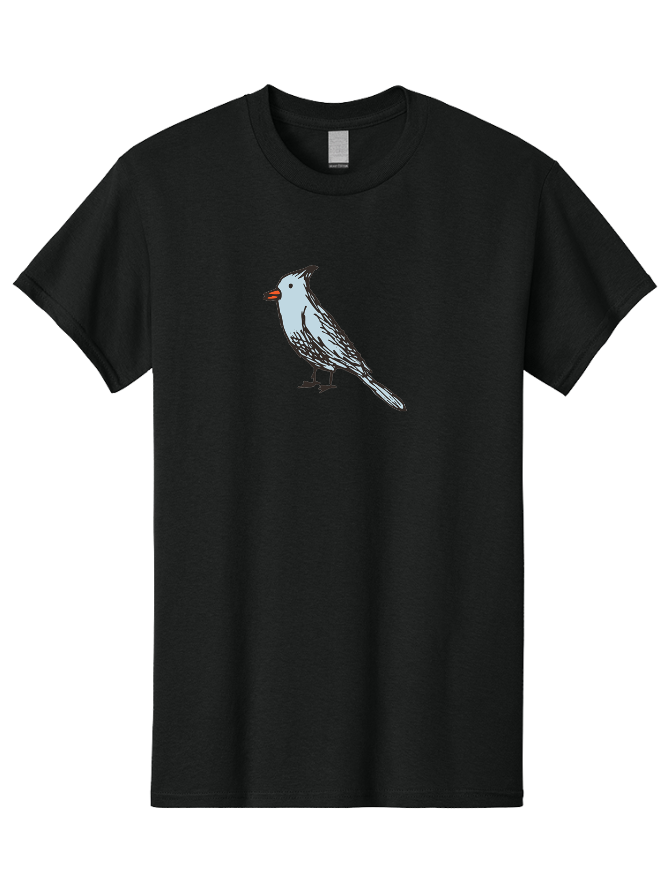 Bird-1 Men'S Graphic Tee, 100% Cotton, Comfortable Casual Summer Wear, Machine Washable, Cartoon Bird, Simple Drawing, White Bird, Black Feathers, Orange Beak, Childish Art, Minimalist Design, Stylized Illustration, Simple Shapes, Cute Bird -  Aaa755