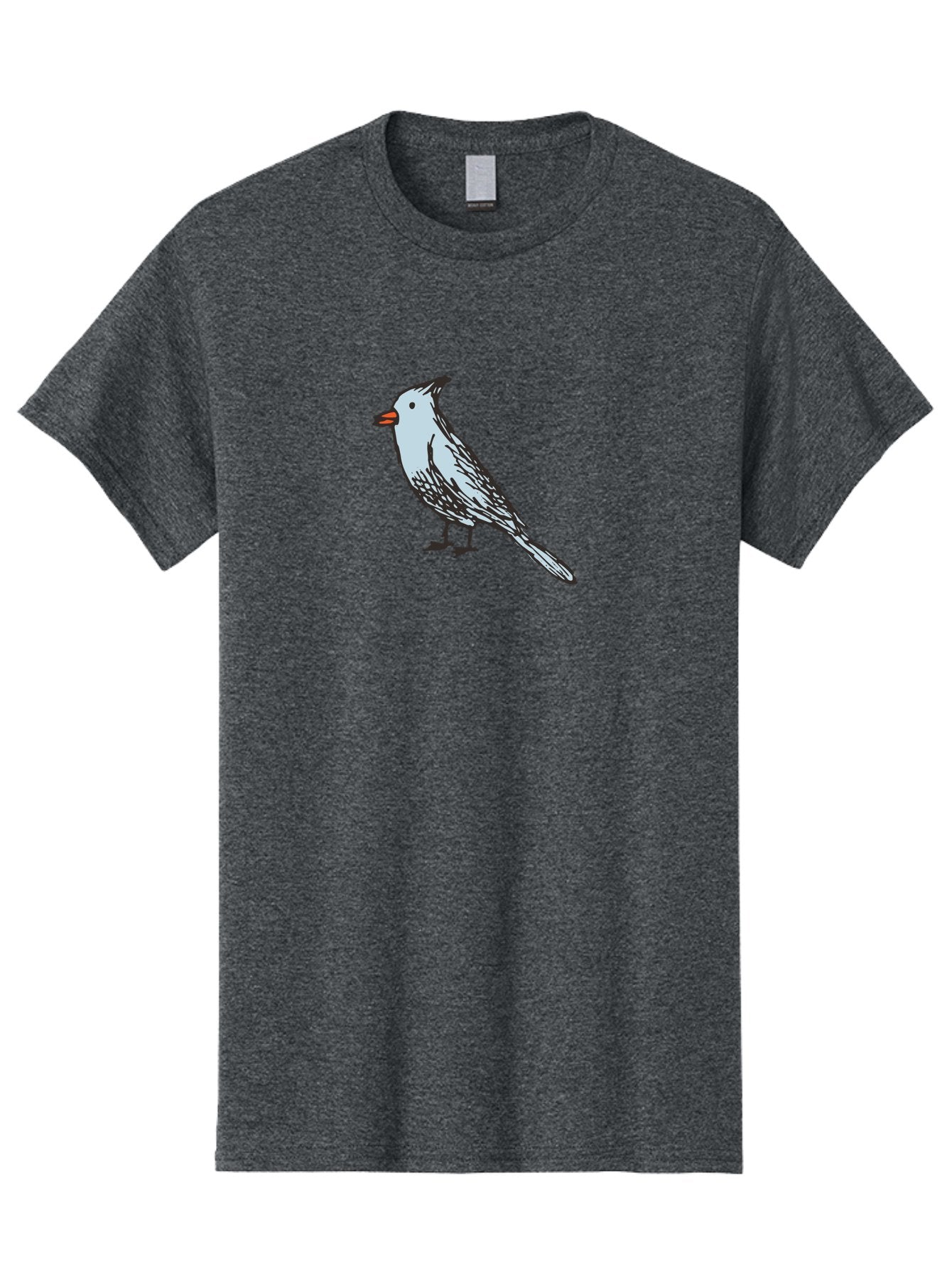 Bird-1 Men'S Graphic Tee, 100% Cotton, Comfortable Casual Summer Wear, Machine Washable, Cartoon Bird, Simple Drawing, White Bird, Black Feathers, Orange Beak, Childish Art, Minimalist Design, Stylized Illustration, Simple Shapes, Cute Bird -  Aaa755