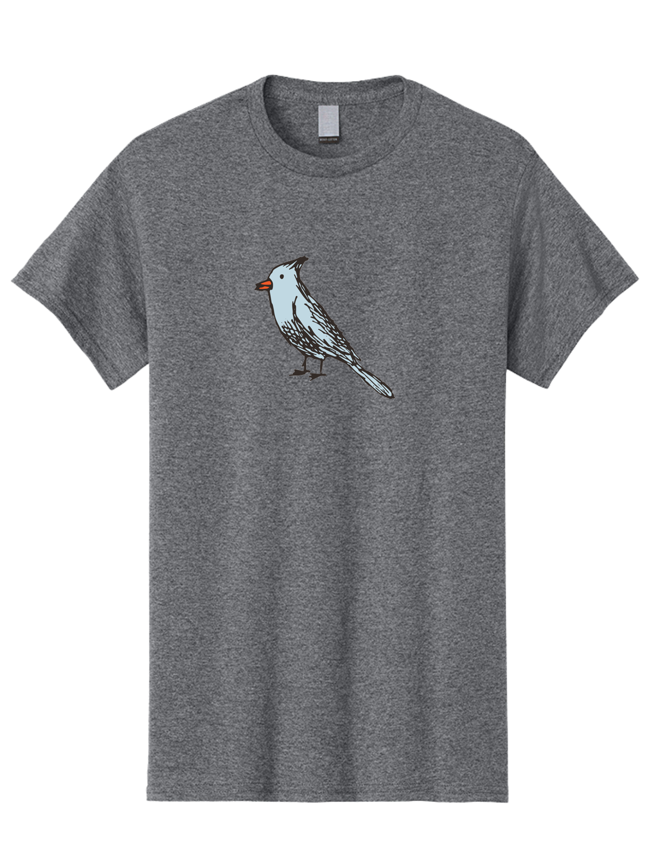 Bird-1 Men'S Graphic Tee, 100% Cotton, Comfortable Casual Summer Wear, Machine Washable, Cartoon Bird, Simple Drawing, White Bird, Black Feathers, Orange Beak, Childish Art, Minimalist Design, Stylized Illustration, Simple Shapes, Cute Bird -  Aaa755