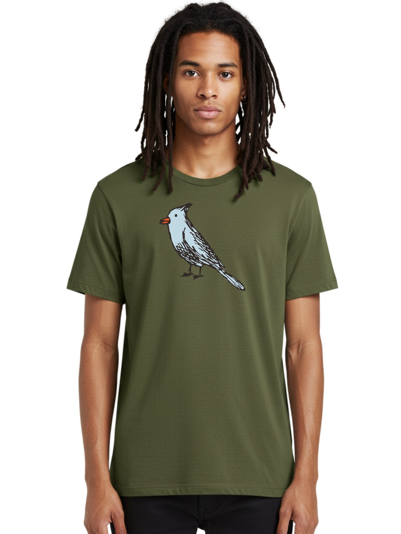 Bird-1 Men'S Graphic Tee, 100% Cotton, Comfortable Casual Summer Wear, Machine Washable, Cartoon Bird, Simple Drawing, White Bird, Black Feathers, Orange Beak, Childish Art, Minimalist Design, Stylized Illustration, Simple Shapes, Cute Bird -  Aaa755 28