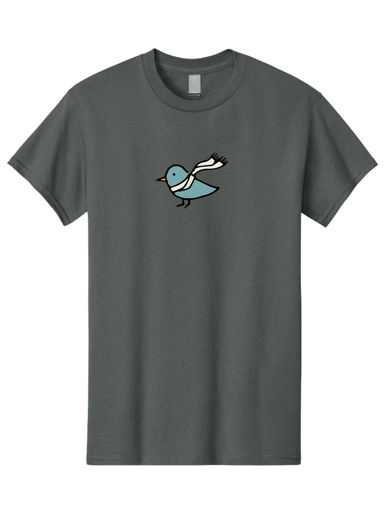 Bird-In-Scarf Men'S Graphic Tee, 100% Cotton, Comfortable Casual Summer Wear, Machine Washable, Cartoon Bird, Bird Wearing Scarf, Winter Bird, Bird In Flight, Blue Bird, Bird Illustration, Simple Design, Whimsical Art, Minimalist Style, -  Aaa756 8