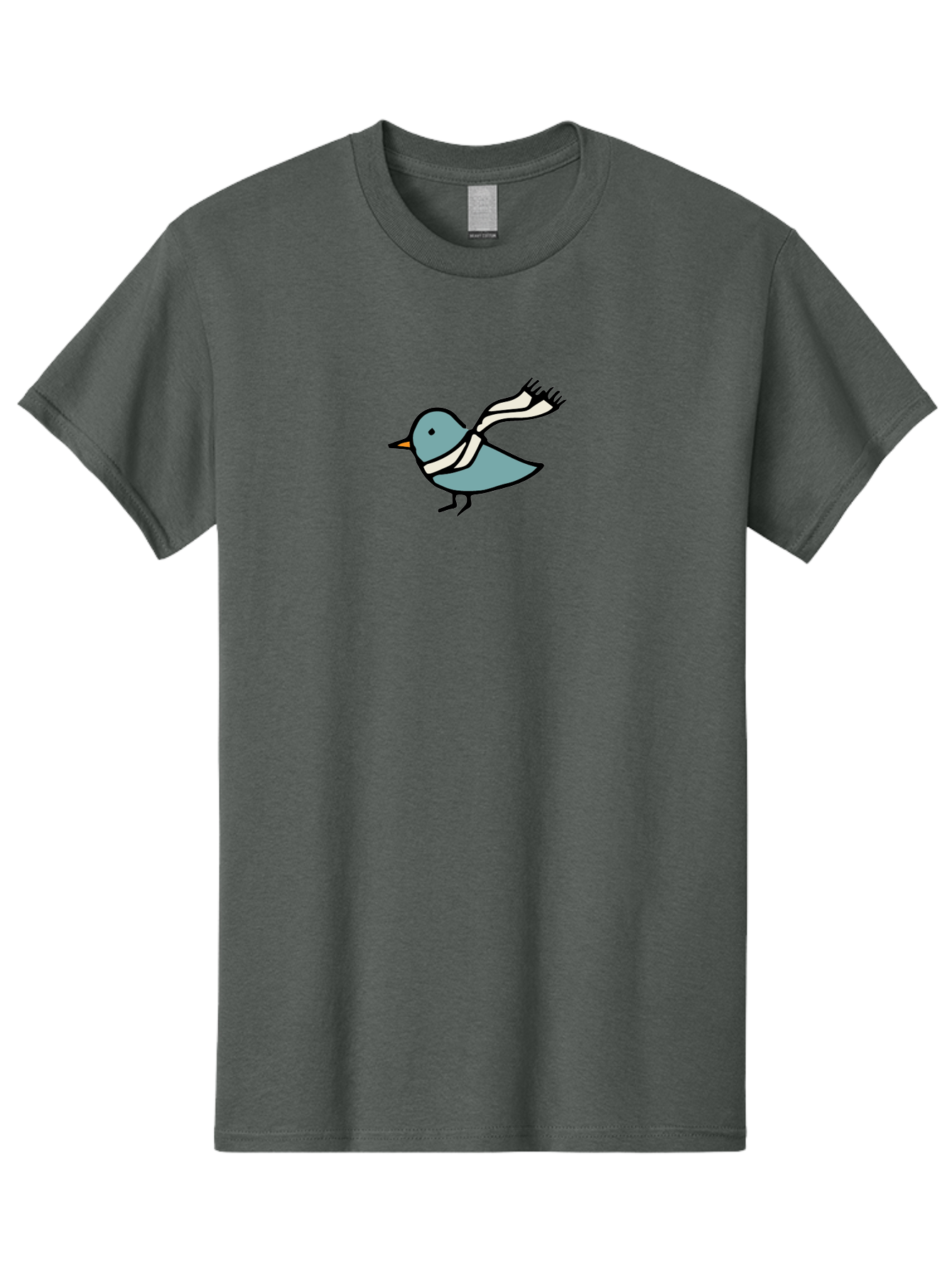 Bird-In-Scarf Men'S Graphic Tee, 100% Cotton, Comfortable Casual Summer Wear, Machine Washable, Cartoon Bird, Bird Wearing Scarf, Winter Bird, Bird In Flight, Blue Bird, Bird Illustration, Simple Design, Whimsical Art, Minimalist Style, -  Aaa756 25