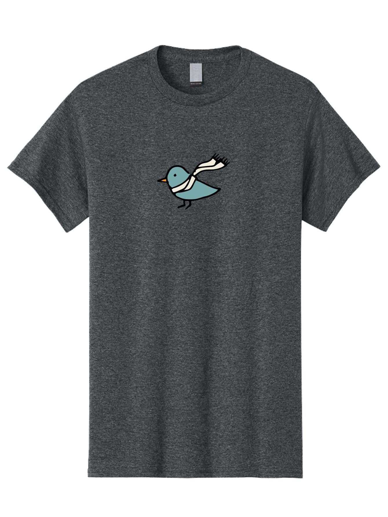 Bird-In-Scarf Men'S Graphic Tee, 100% Cotton, Comfortable Casual Summer Wear, Machine Washable, Cartoon Bird, Bird Wearing Scarf, Winter Bird, Bird In Flight, Blue Bird, Bird Illustration, Simple Design, Whimsical Art, Minimalist Style, -  Aaa756 11