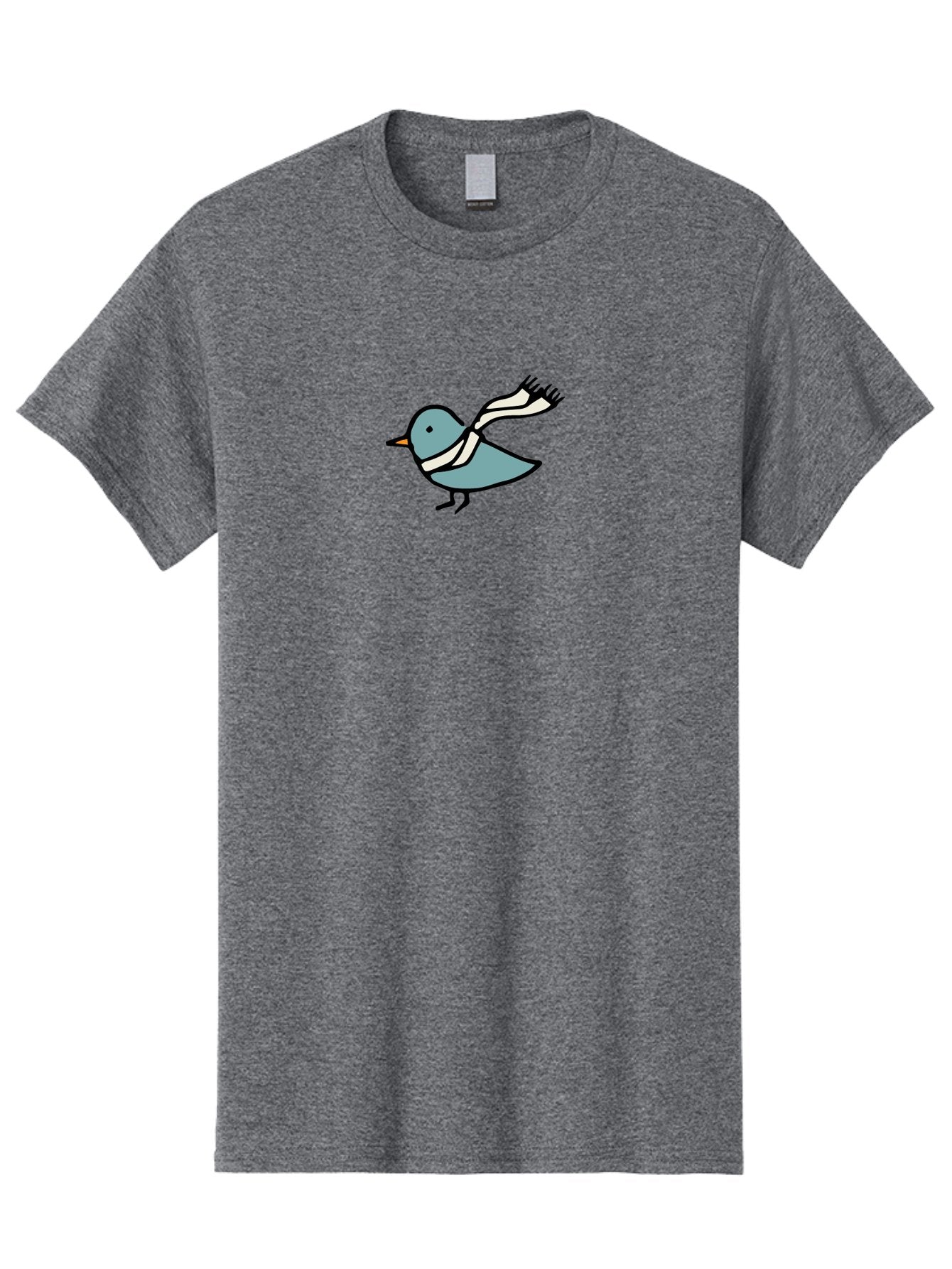 Bird-In-Scarf Men'S Graphic Tee, 100% Cotton, Comfortable Casual Summer Wear, Machine Washable, Cartoon Bird, Bird Wearing Scarf, Winter Bird, Bird In Flight, Blue Bird, Bird Illustration, Simple Design, Whimsical Art, Minimalist Style, -  Aaa756 15