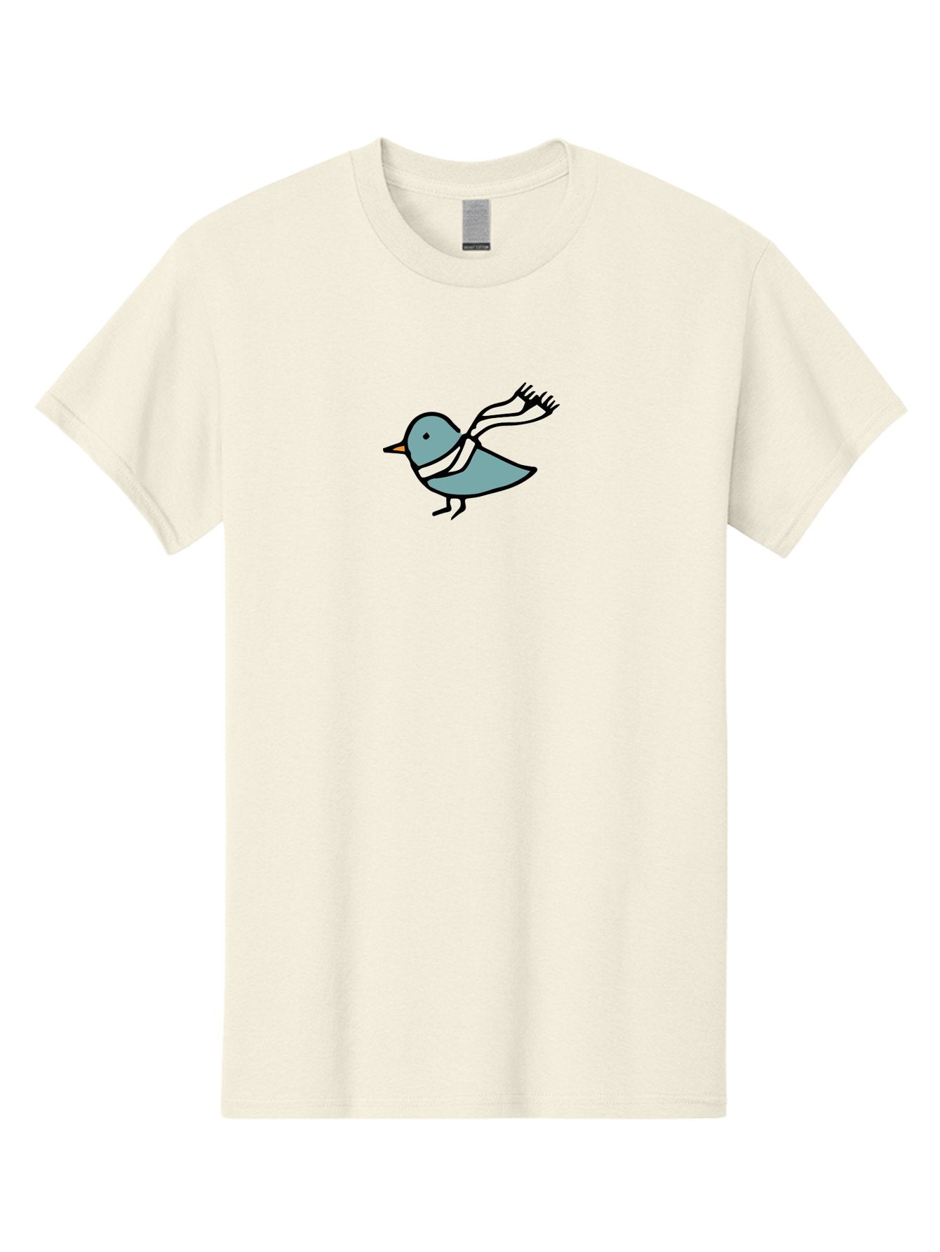Bird-In-Scarf Men'S Graphic Tee, 100% Cotton, Comfortable Casual Summer Wear, Machine Washable, Cartoon Bird, Bird Wearing Scarf, Winter Bird, Bird In Flight, Blue Bird, Bird Illustration, Simple Design, Whimsical Art, Minimalist Style, -  Aaa756 5