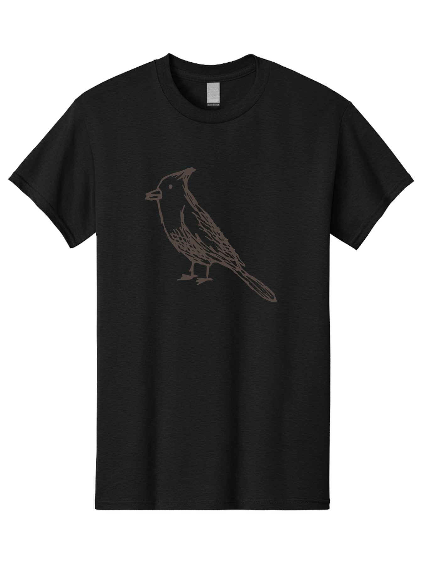 Black-Bird Men'S Graphic Tee, 100% Cotton, Comfortable Casual Summer Wear, Machine Washable, Simple Line Drawing, Bird Silhouette, Wildlife Art, Minimalist Design, Feathered Friend, Songbird -  Aaa758