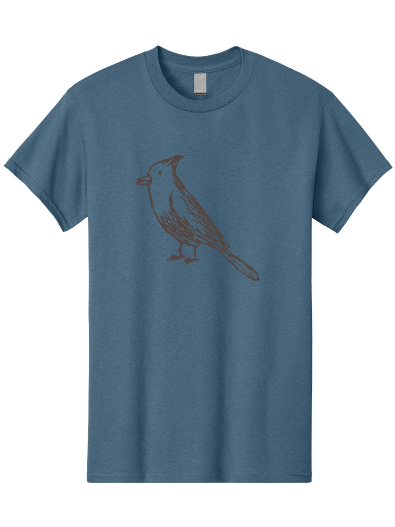 Black-Bird Men'S Graphic Tee, 100% Cotton, Comfortable Casual Summer Wear, Machine Washable, Simple Line Drawing, Bird Silhouette, Wildlife Art, Minimalist Design, Feathered Friend, Songbird -  Aaa758