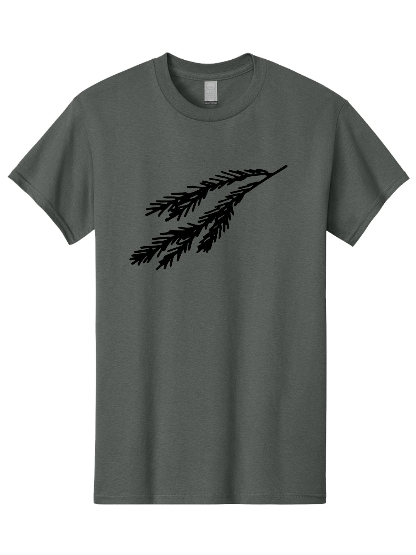 Black-Branches Men'S Graphic Tee, 100% Cotton, Comfortable Casual Summer Wear, Machine Washable, Fir Branch Silhouette, Black Fir Branch, Simple Design, Minimalist Art, Evergreen Branch, Botanical Illustration, Graphic Design Element -  Aaa759 7