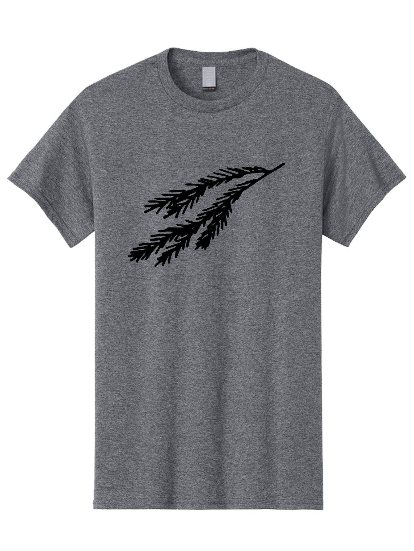 Black-Branches Men'S Graphic Tee, 100% Cotton, Comfortable Casual Summer Wear, Machine Washable, Fir Branch Silhouette, Black Fir Branch, Simple Design, Minimalist Art, Evergreen Branch, Botanical Illustration, Graphic Design Element -  Aaa759
