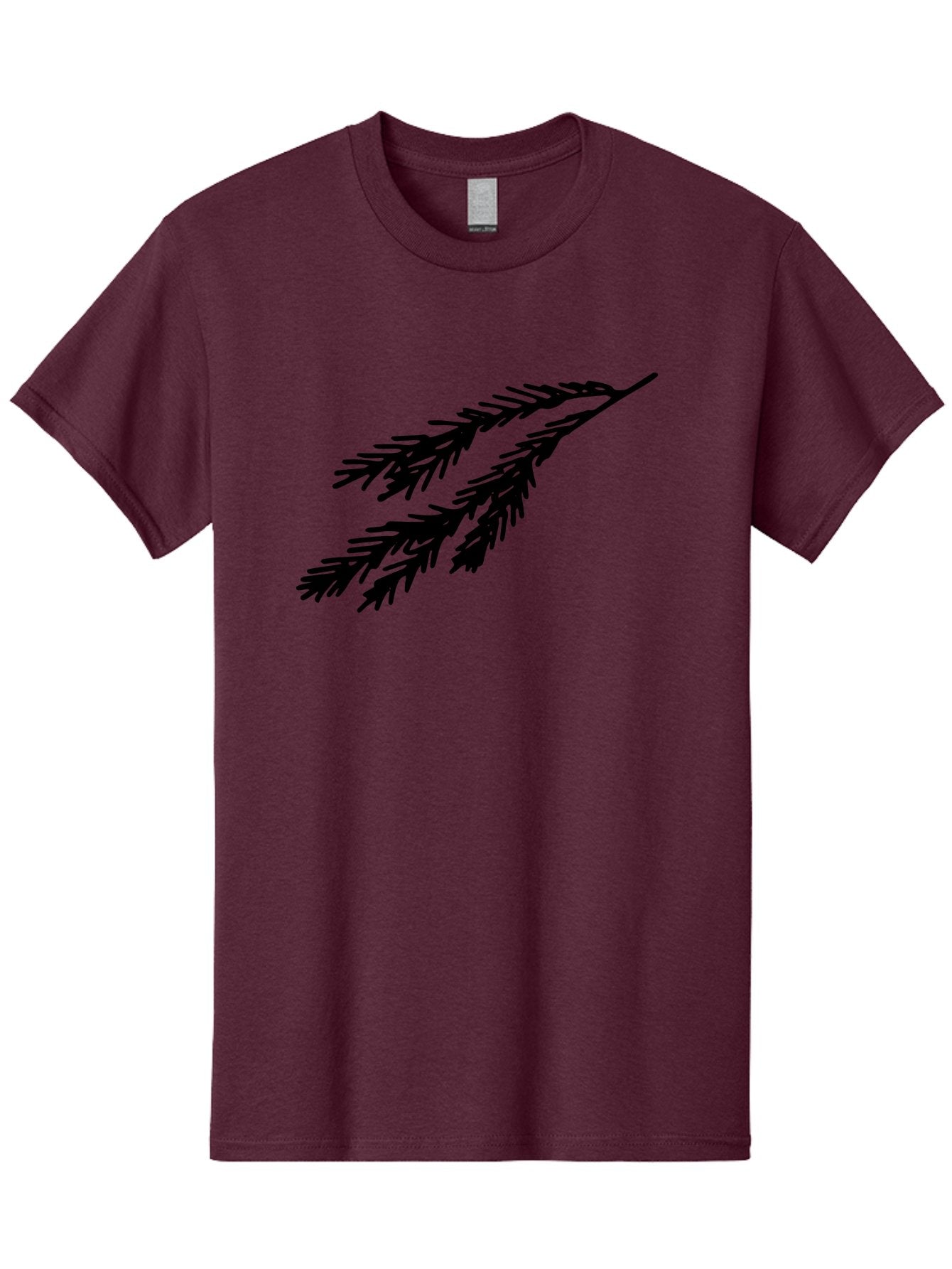 Black-Branches Men'S Graphic Tee, 100% Cotton, Comfortable Casual Summer Wear, Machine Washable, Fir Branch Silhouette, Black Fir Branch, Simple Design, Minimalist Art, Evergreen Branch, Botanical Illustration, Graphic Design Element -  Aaa759 13