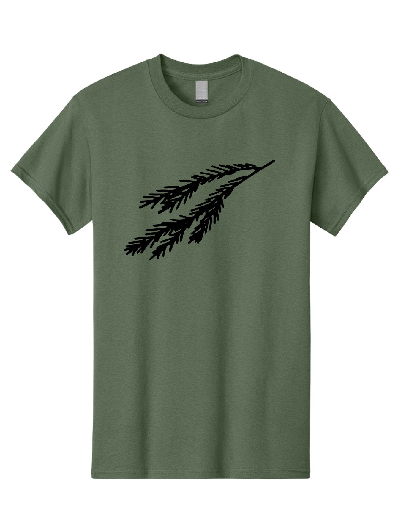 Black-Branches Men'S Graphic Tee, 100% Cotton, Comfortable Casual Summer Wear, Machine Washable, Fir Branch Silhouette, Black Fir Branch, Simple Design, Minimalist Art, Evergreen Branch, Botanical Illustration, Graphic Design Element -  Aaa759 14