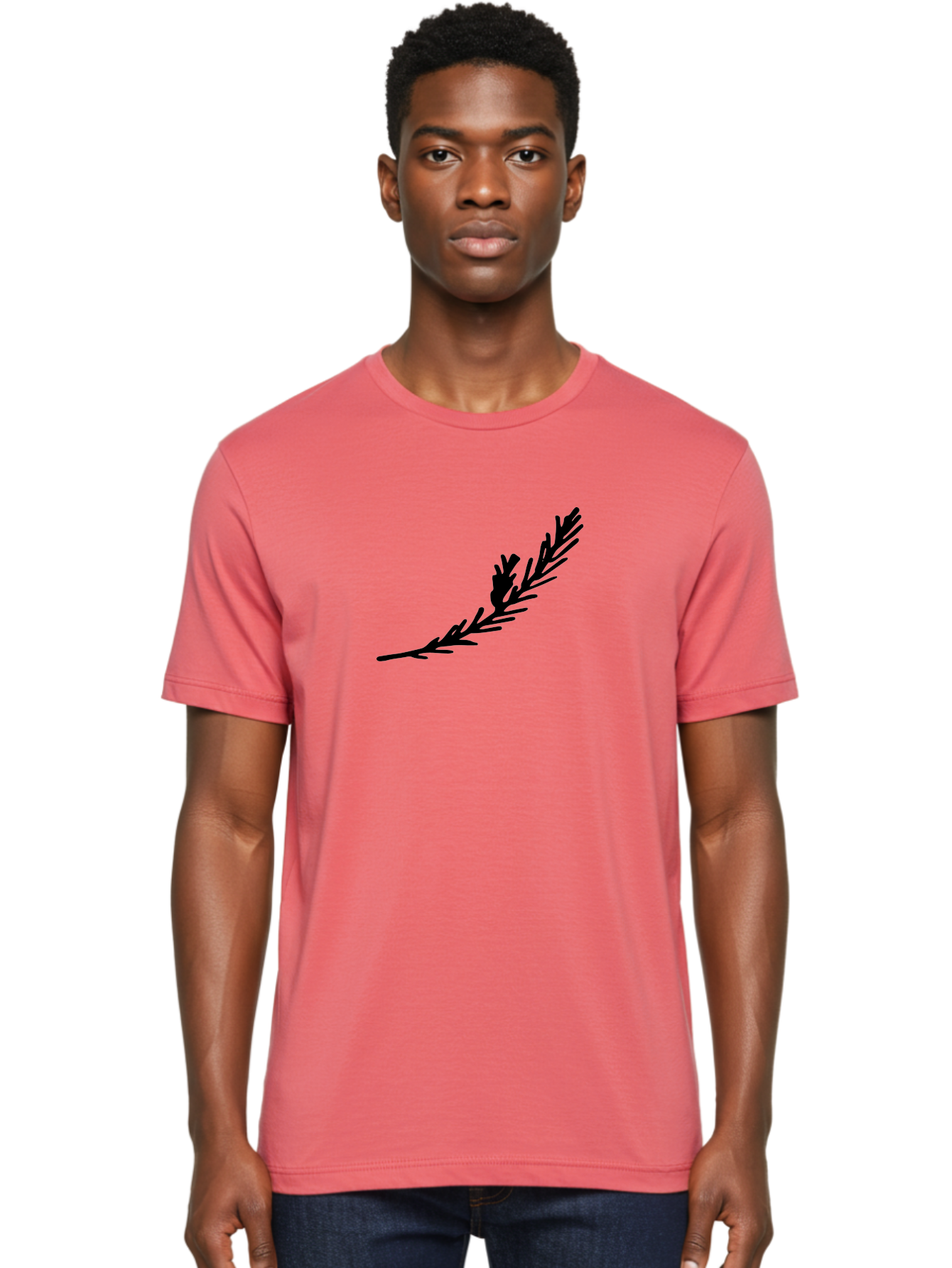 Black-Twig-Silhouette Men'S Graphic Tee, 100% Cotton, Comfortable Casual Summer Wear, Machine Washable, Pine Needles Silhouette, Minimalist Design, Simple Graphics, Sprig Of Pine, Black On Green, Foliage Icon, Nature Symbol -  Aaa766 6