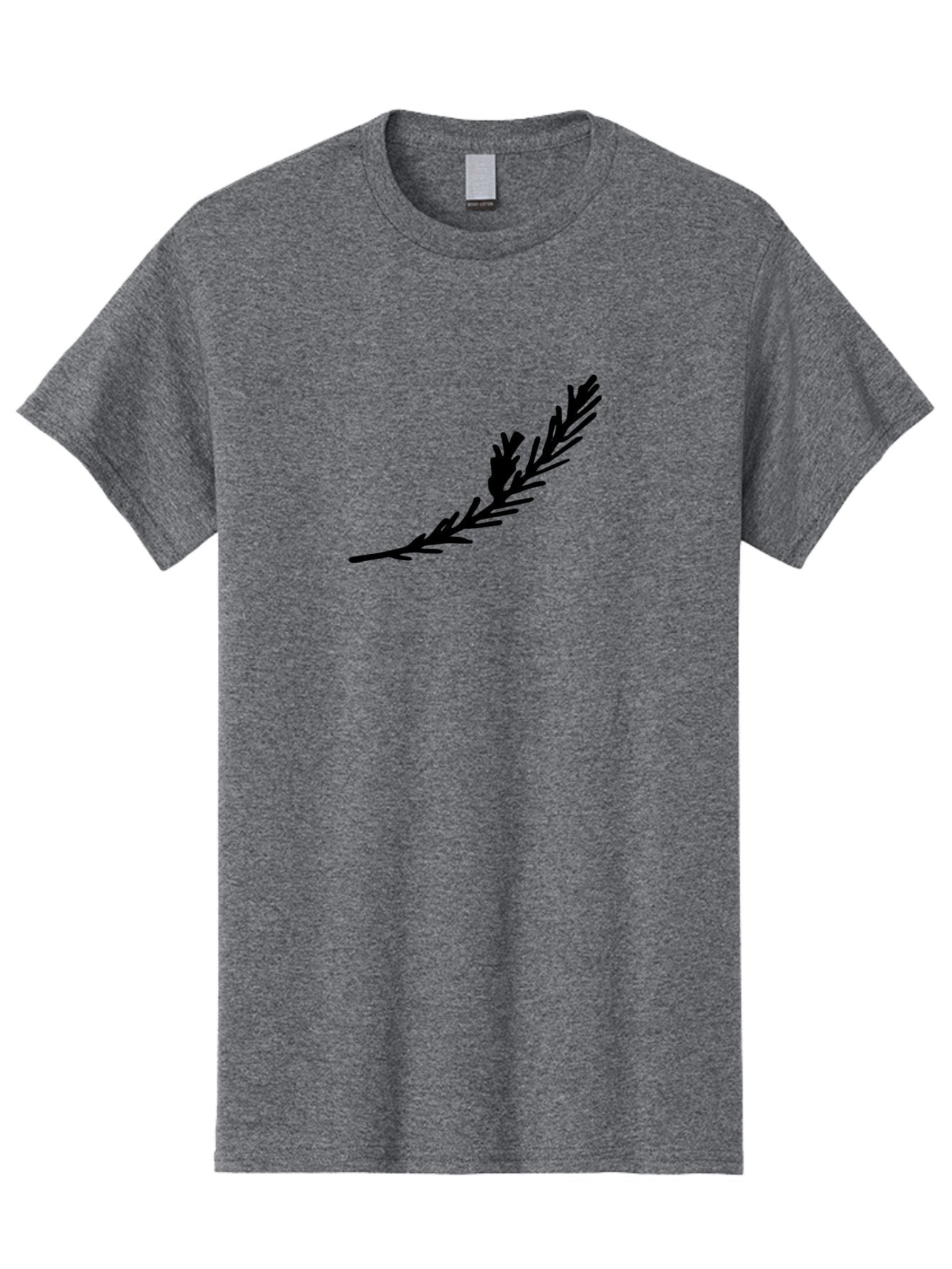 Black-Twig-Silhouette Men'S Graphic Tee, 100% Cotton, Comfortable Casual Summer Wear, Machine Washable, Pine Needles Silhouette, Minimalist Design, Simple Graphics, Sprig Of Pine, Black On Green, Foliage Icon, Nature Symbol -  Aaa766 13