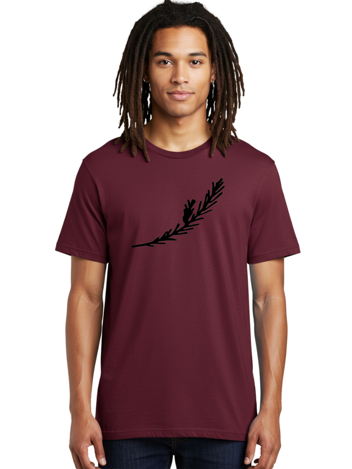 Black-Twig-Silhouette Men'S Graphic Tee, 100% Cotton, Comfortable Casual Summer Wear, Machine Washable, Pine Needles Silhouette, Minimalist Design, Simple Graphics, Sprig Of Pine, Black On Green, Foliage Icon, Nature Symbol -  Aaa766 14