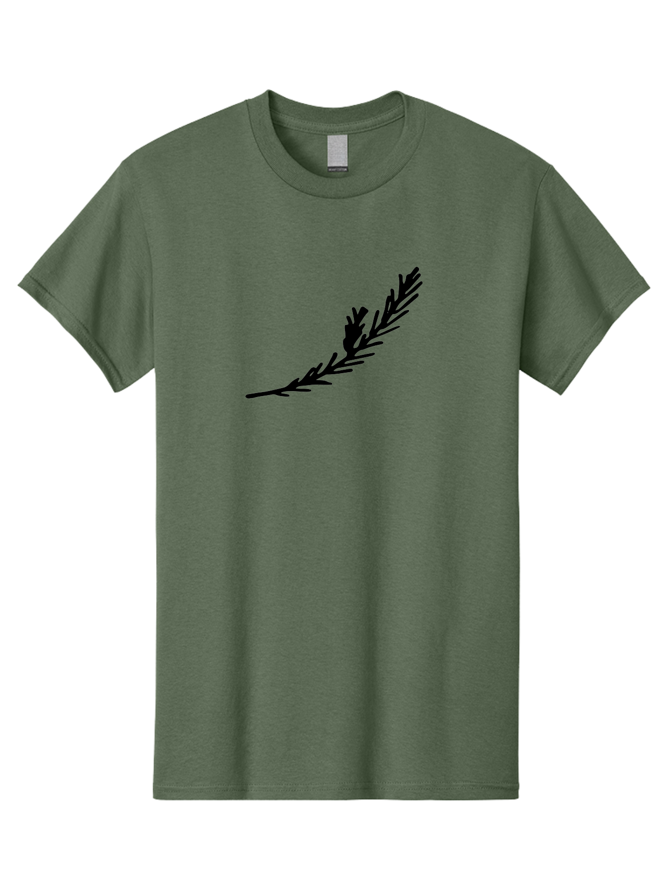Black-Twig-Silhouette Men'S Graphic Tee, 100% Cotton, Comfortable Casual Summer Wear, Machine Washable, Pine Needles Silhouette, Minimalist Design, Simple Graphics, Sprig Of Pine, Black On Green, Foliage Icon, Nature Symbol -  Aaa766 15